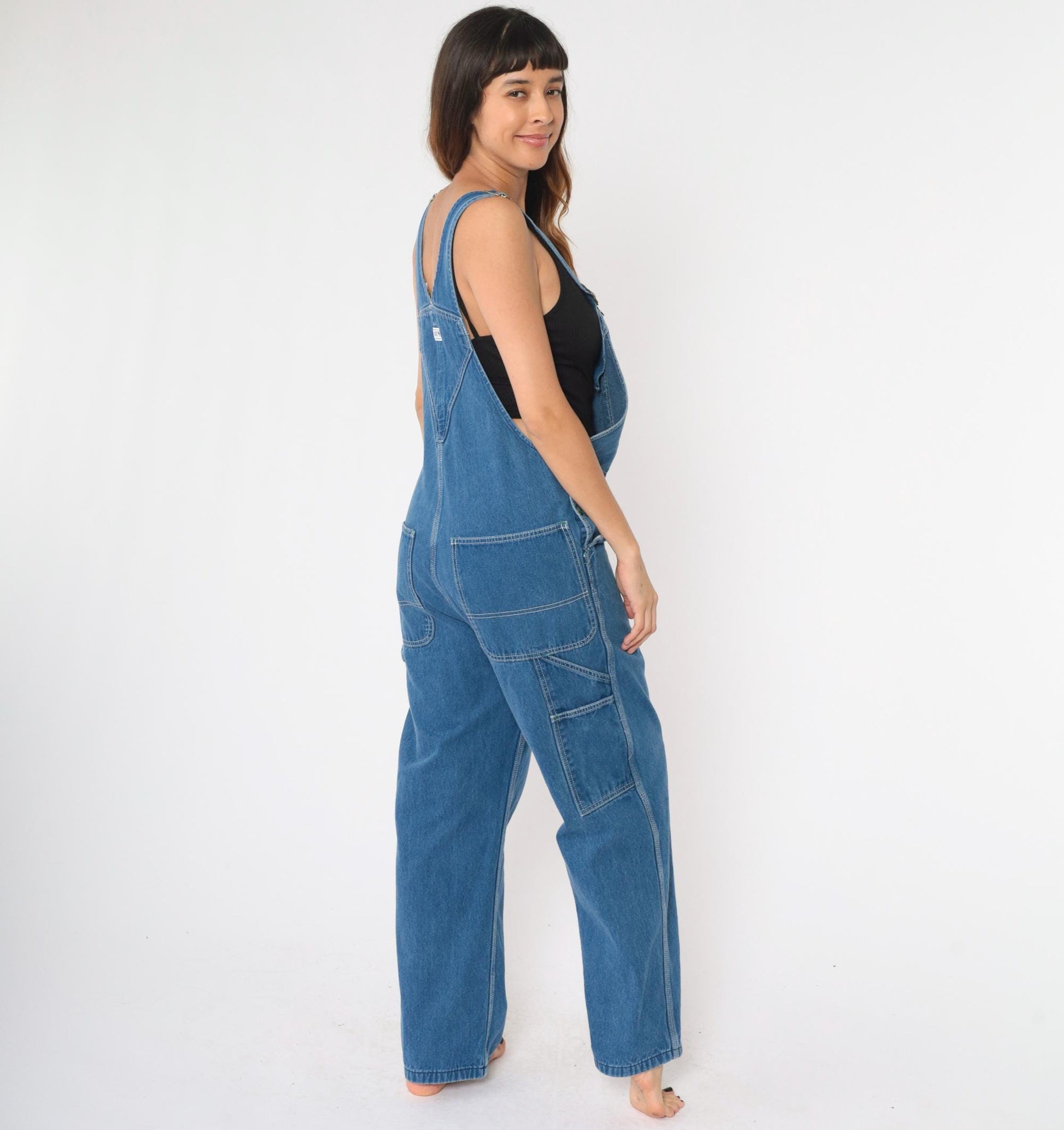 Y2K Liberty Blue Denim Bib Overalls Relaxed Baggy Workwear Men's 34x32