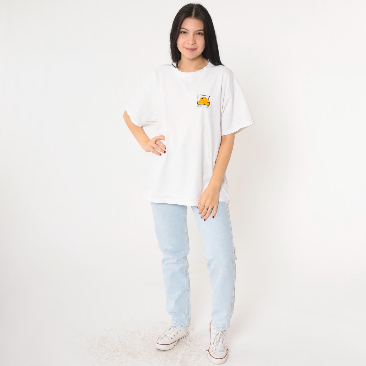 90s Winnie the Pooh Just Pooh Disney Graphic T-Shirt White Cotton Large