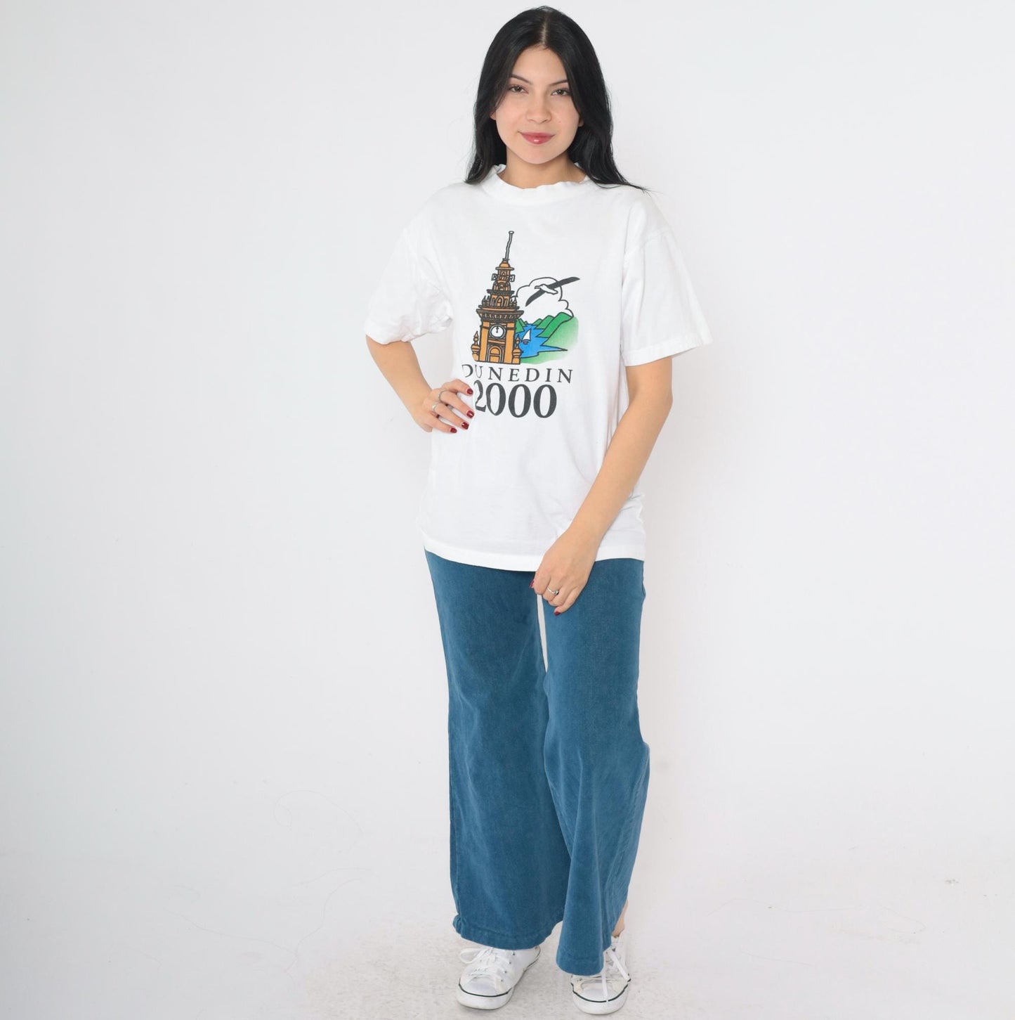 Y2K Dunedin New Zealand Railway Station Graphic Tee White Medium M