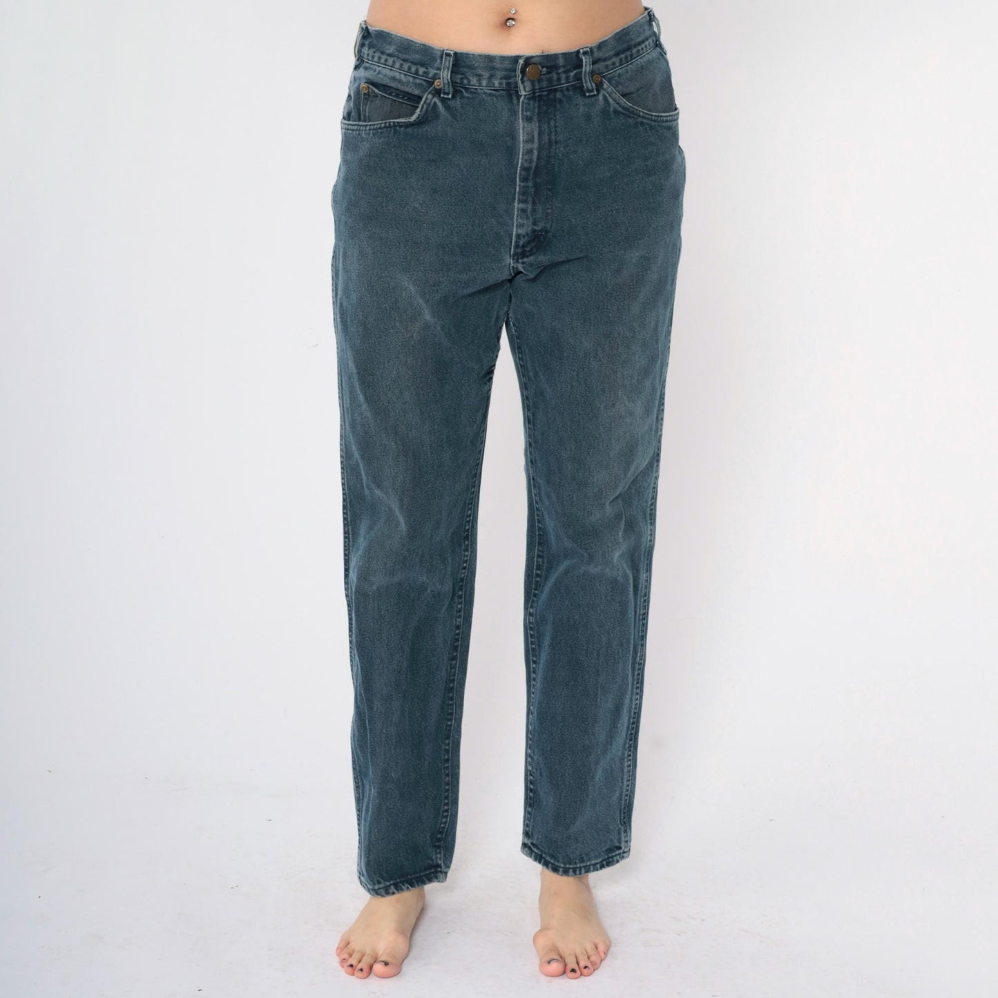 90s Lee Relaxed Fit Straight Leg Jeans Overdyed Black Denim 36x32