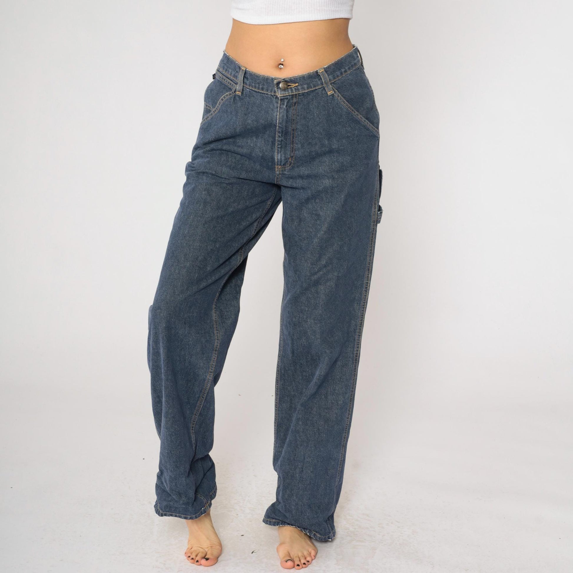 90s Ralph Lauren Polo Carpenter Jeans Dark Wash High Rise Wide Leg Size 10