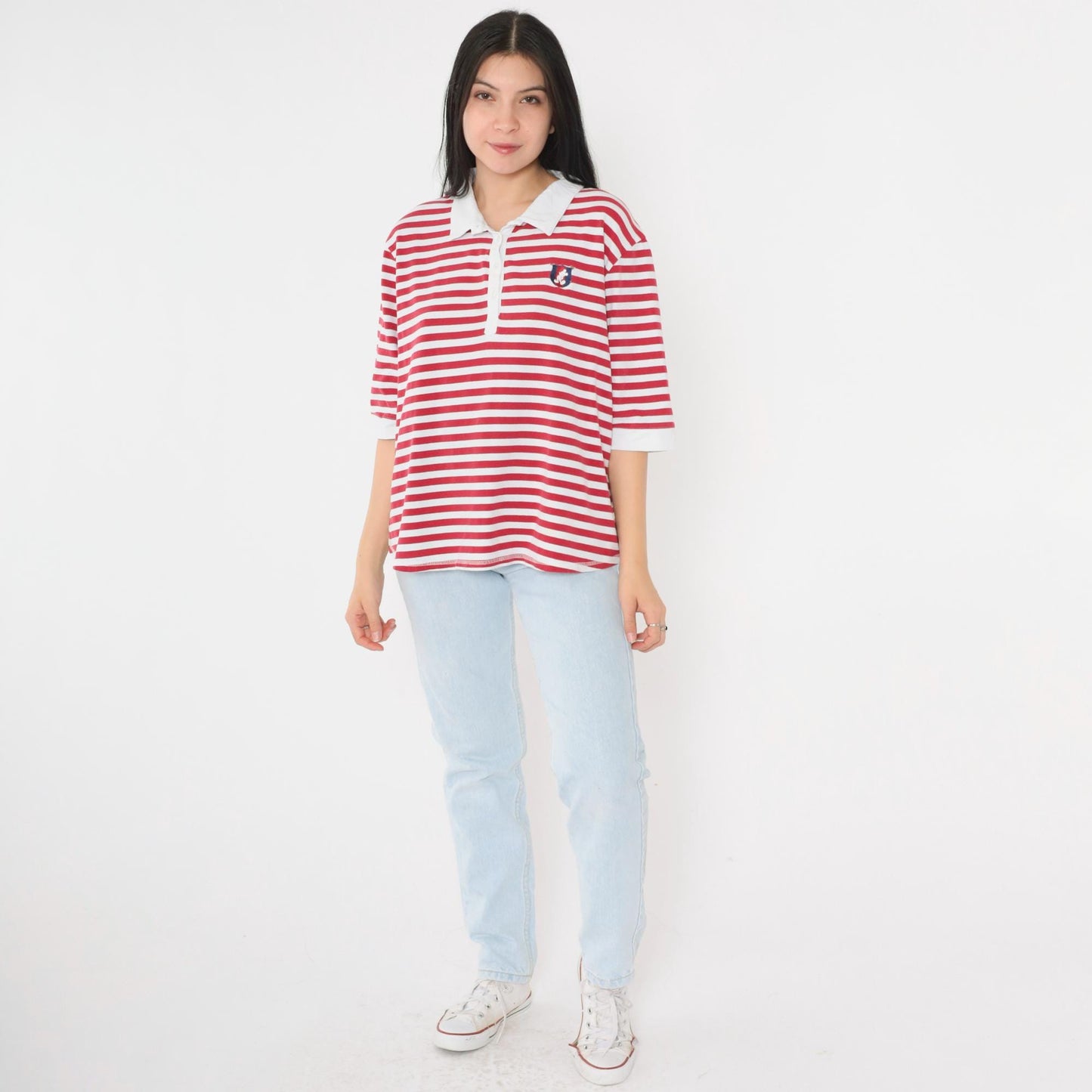 Y2K Mickey Mouse Walt Disney World Polo Shirt Red White Striped Plus Size XXL