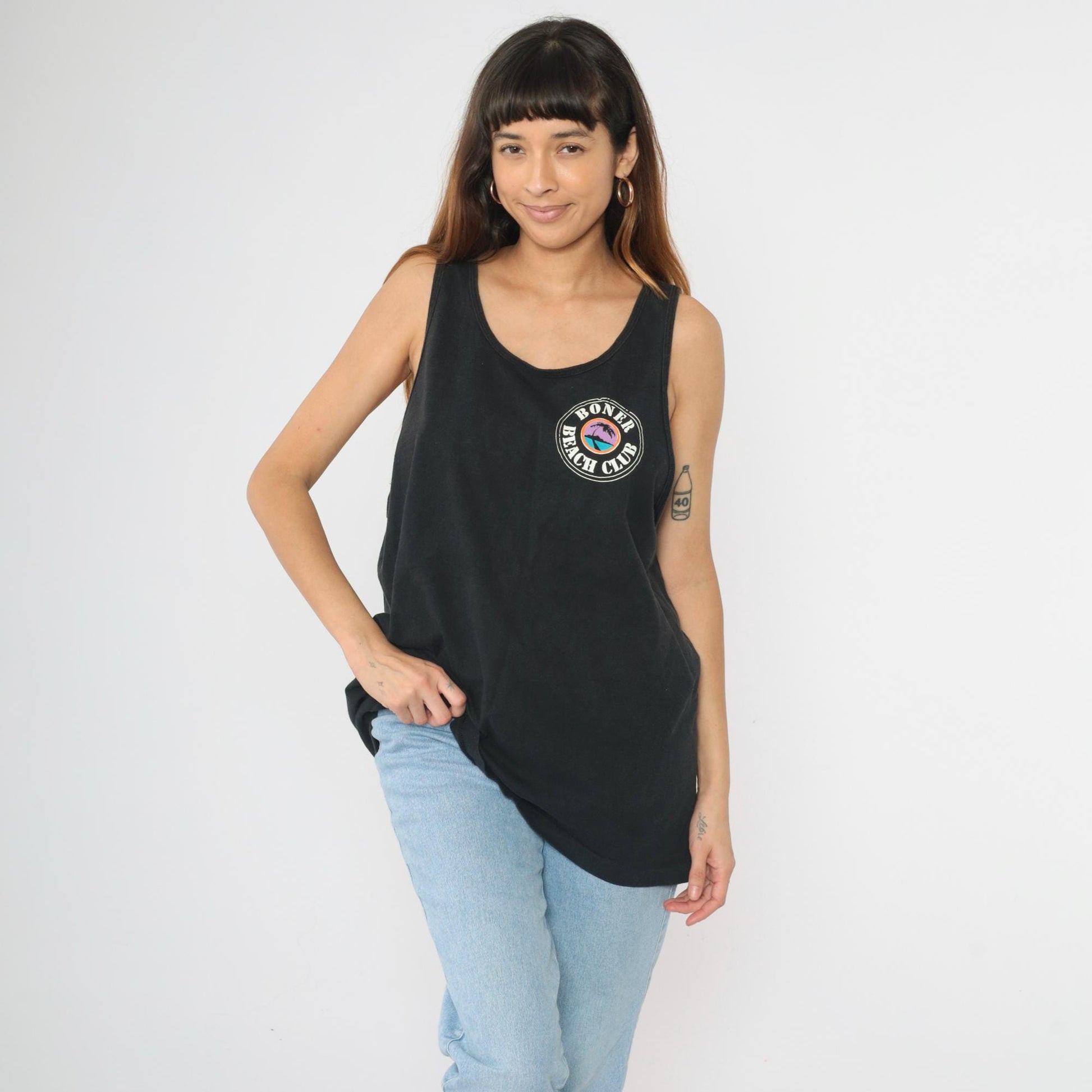 90s Brandmeier's Boner Beach Club Tank Top Chicago Loop FM 98 Black XXL