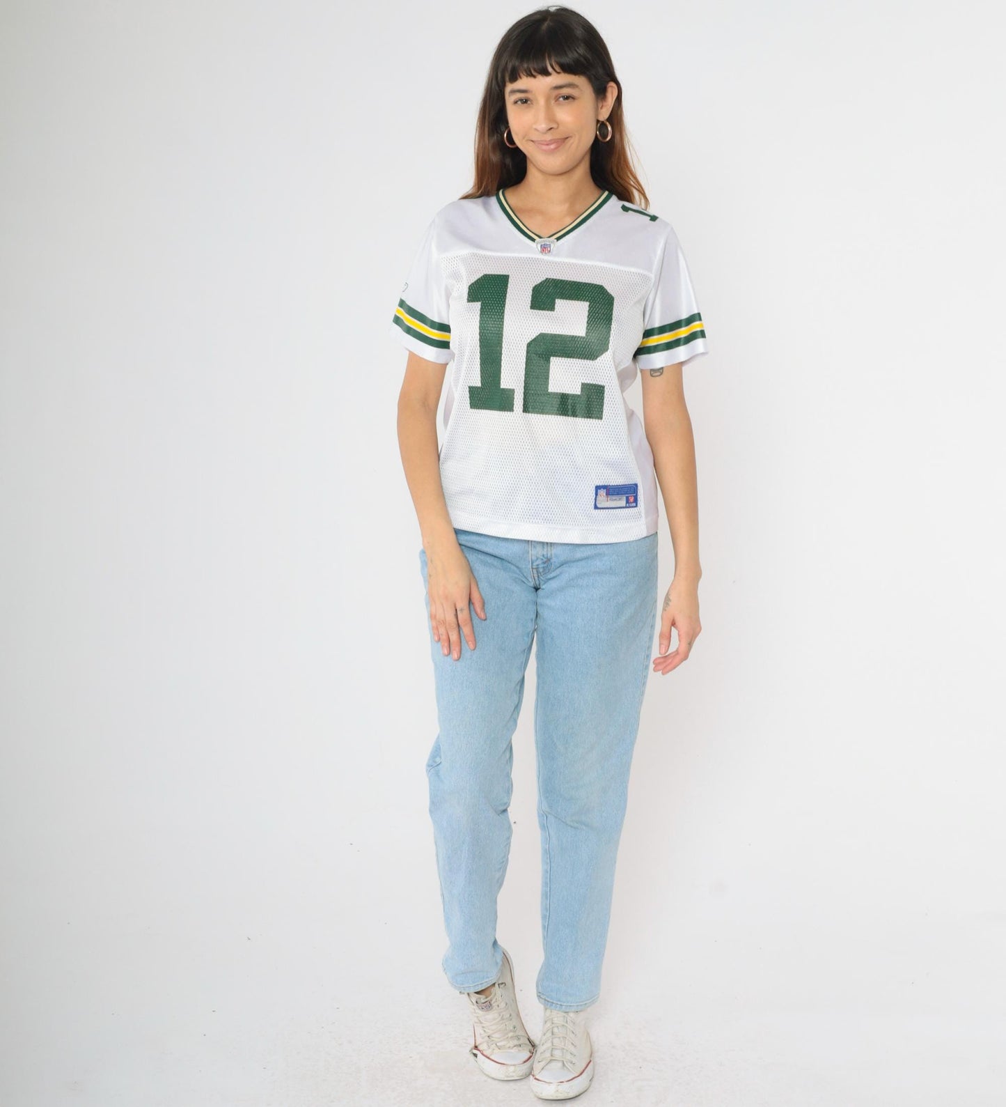 Aaron Rodgers Green Bay Packers Jersey Reebok NFL 2000s White Mesh Medium