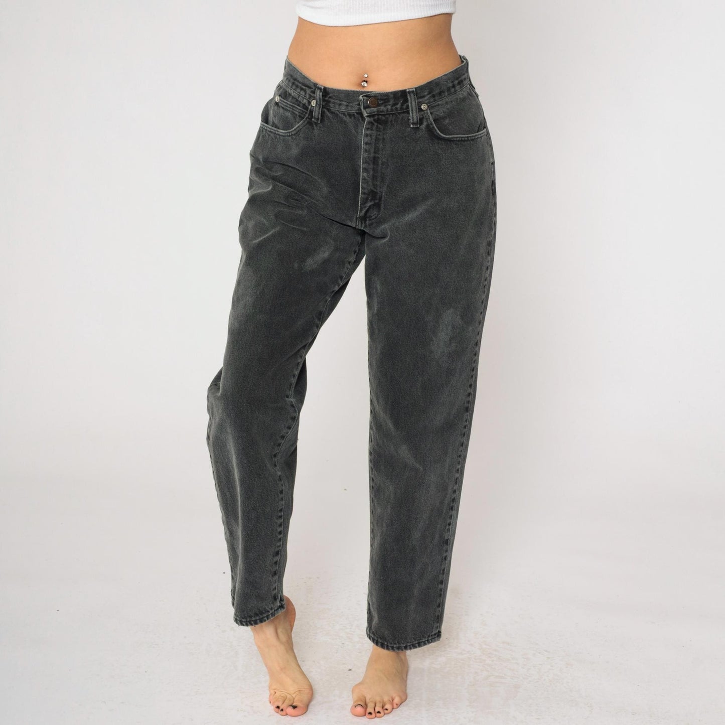 90s Wrangler Black Denim Jeans High Rise Tapered Leg Women's 12
