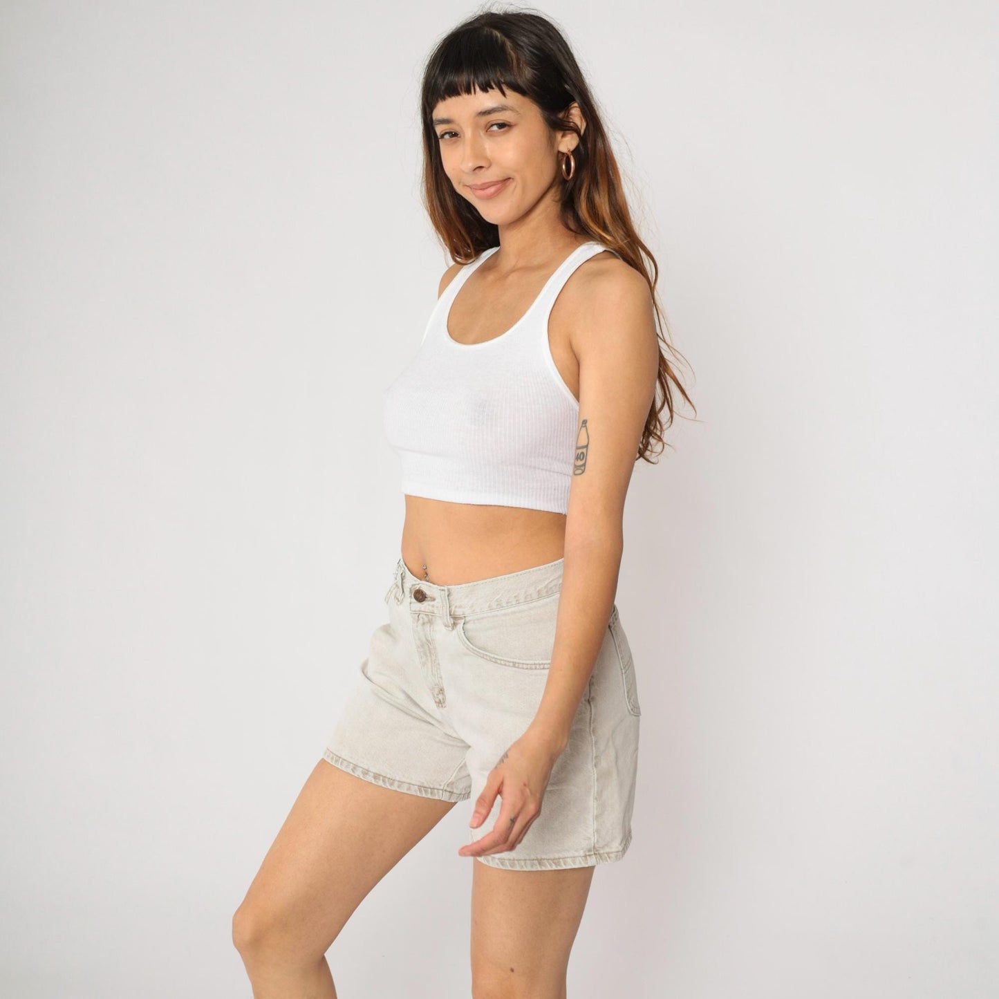 90s Lee Riders High-Waisted Denim Shorts Beige Jean Medium