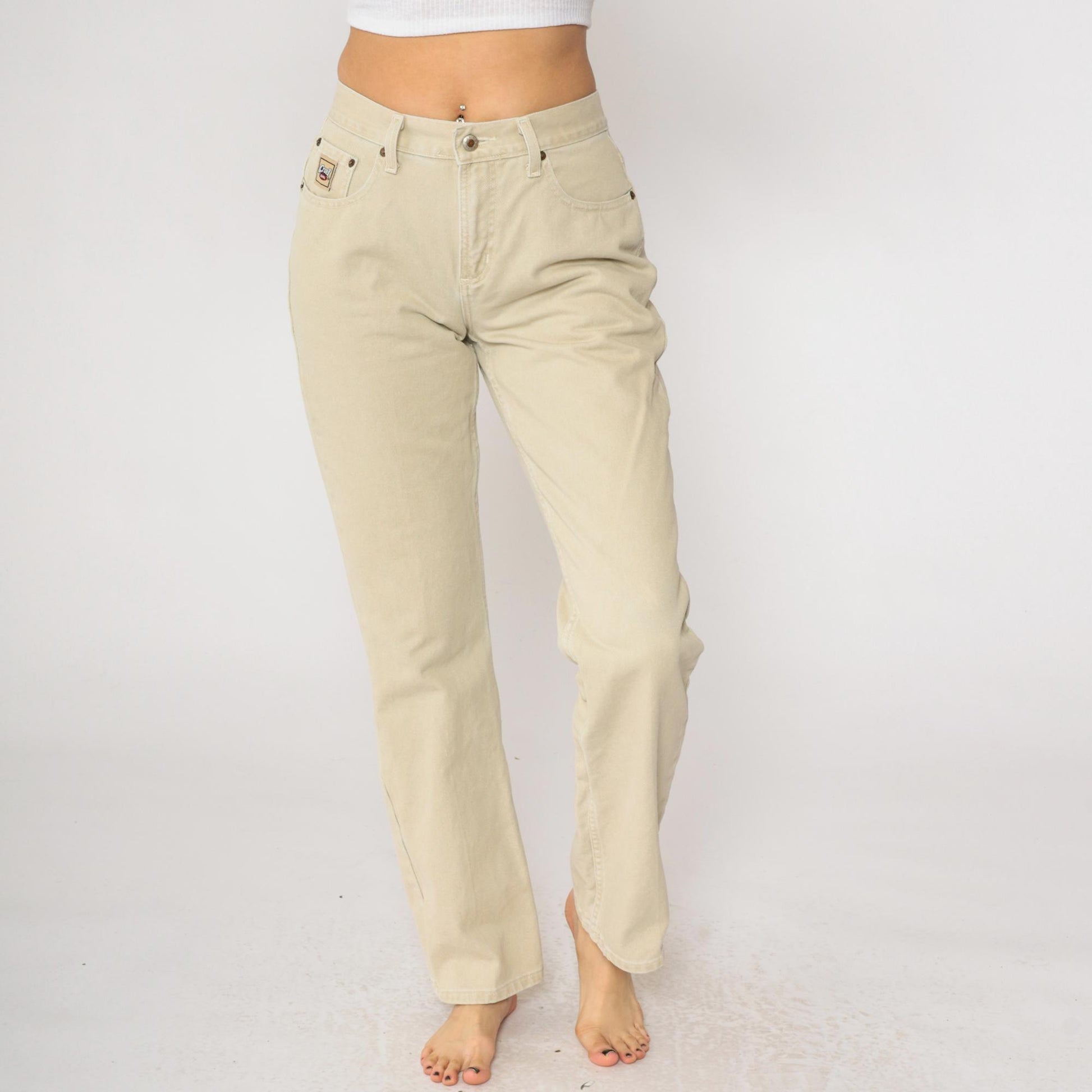 Y2K Cruel Girl Beige Denim Bootcut Jeans High Waisted Western Small 7