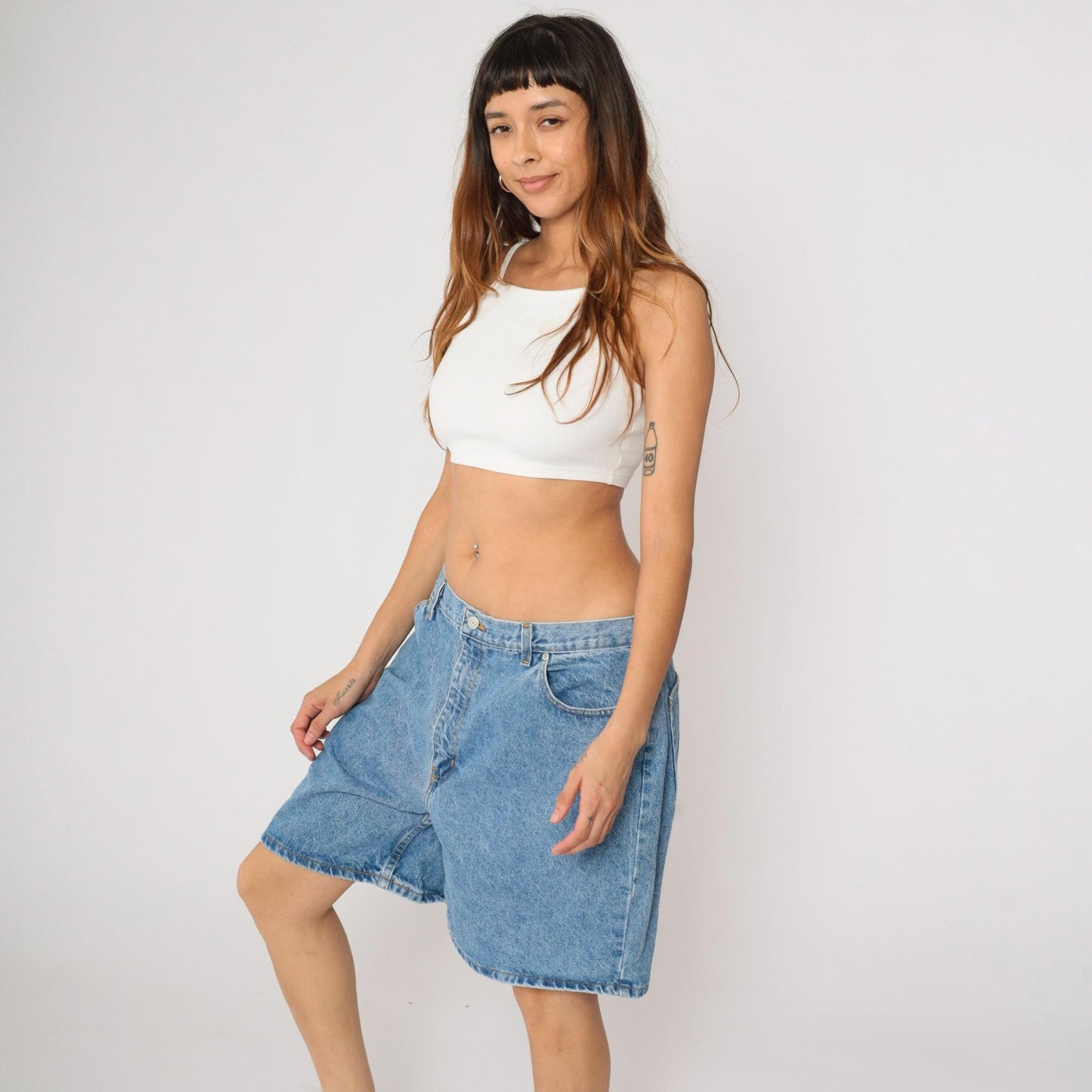 90s Faded Glory High-Waist Denim Shorts Blue Large
