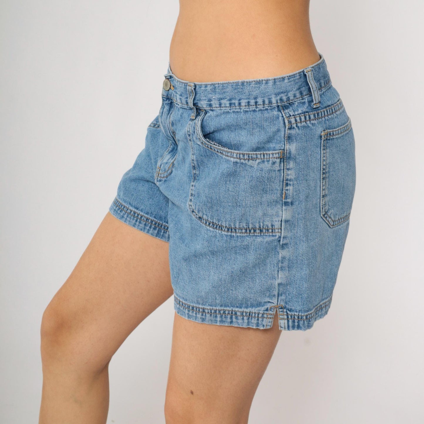 Y2K Faded Glory High-Waisted Jean Shorts Blue Denim Four Pocket Large 12