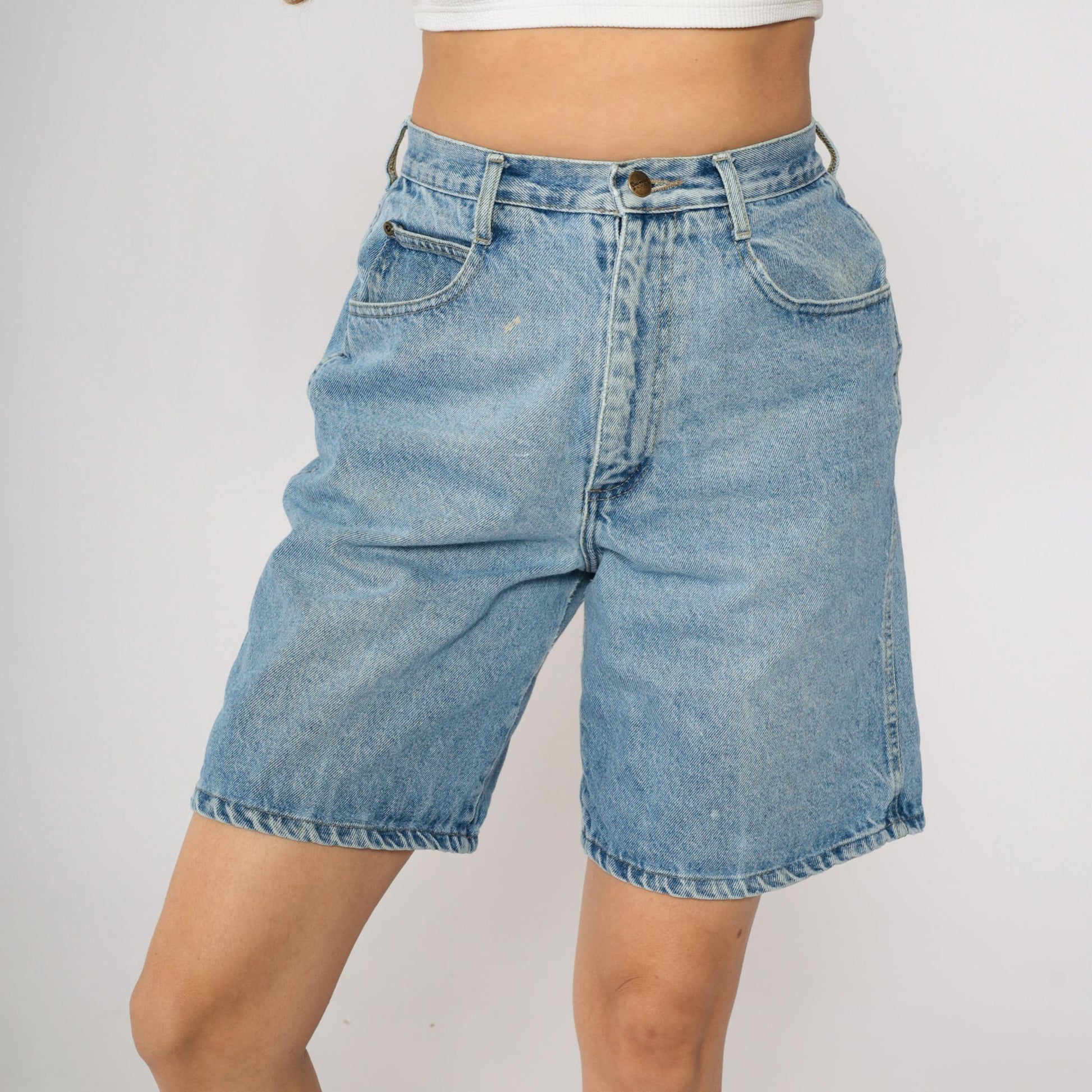 90s Backroad High-Waisted Denim Shorts Blue Small S