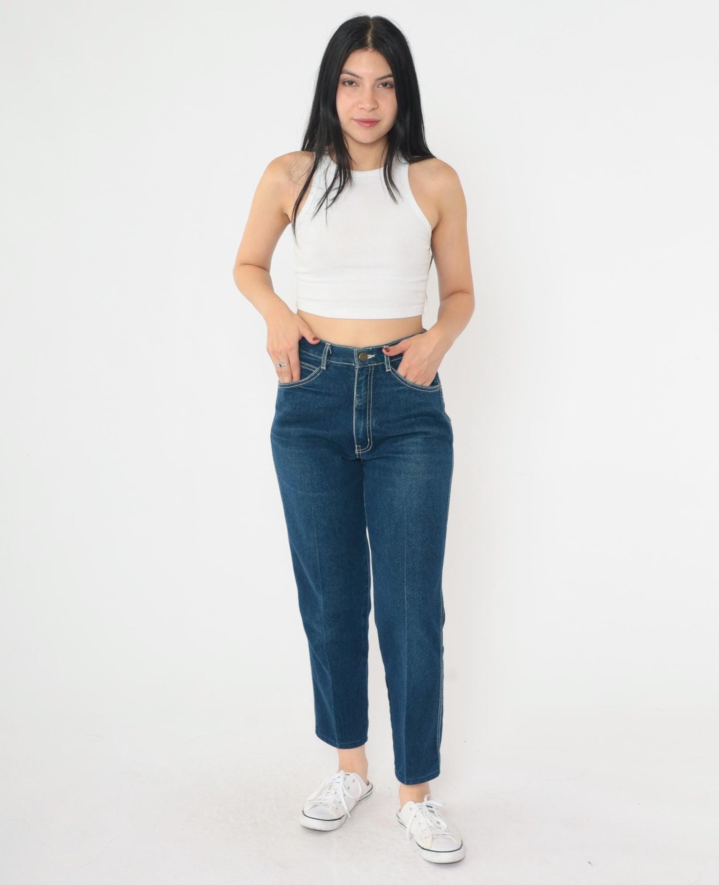 80s Tommy's Dark Wash High-Waist Straight Ankle Jeans Small S
