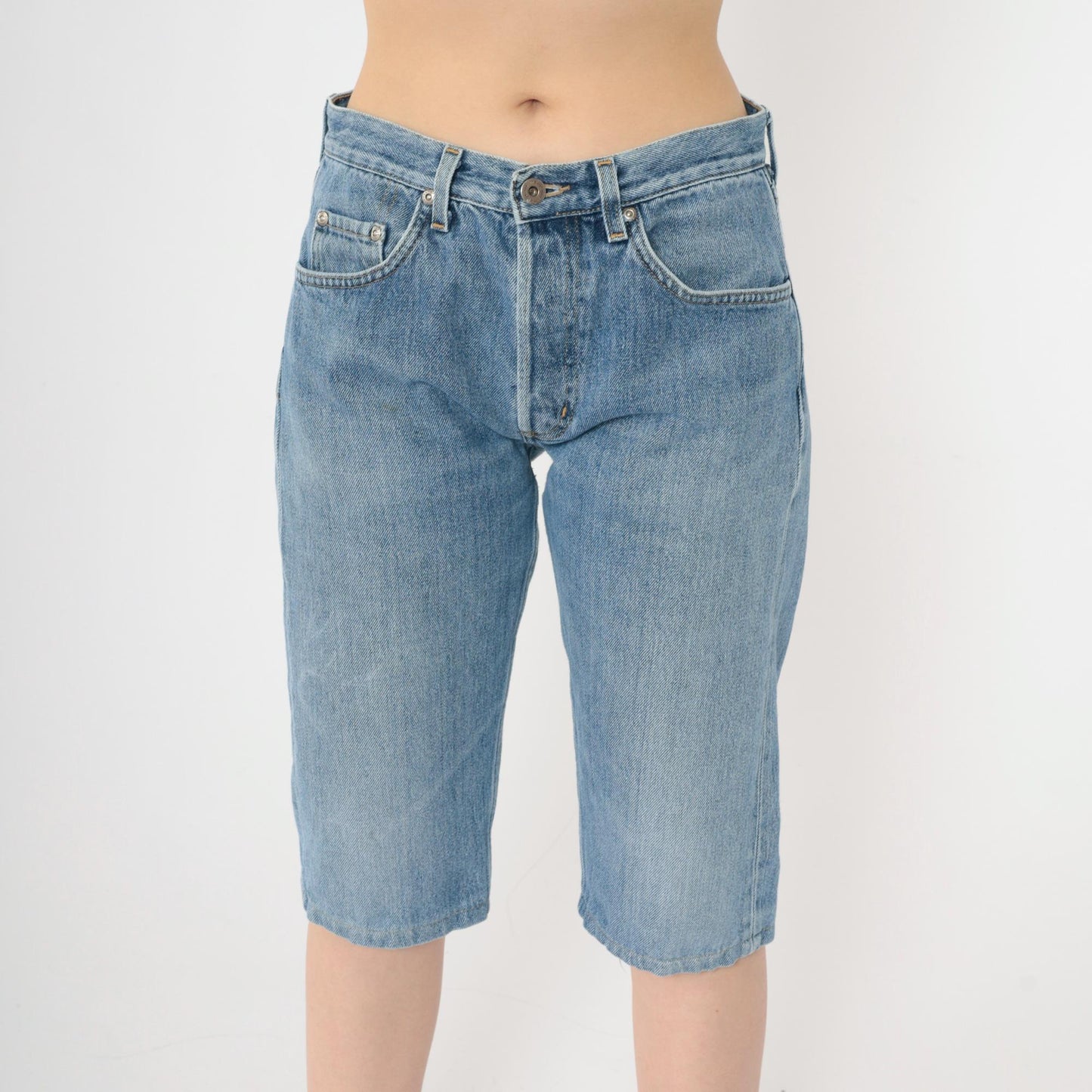 Y2K Mavi High-Waisted Denim Bermuda Shorts Blue Jean Small