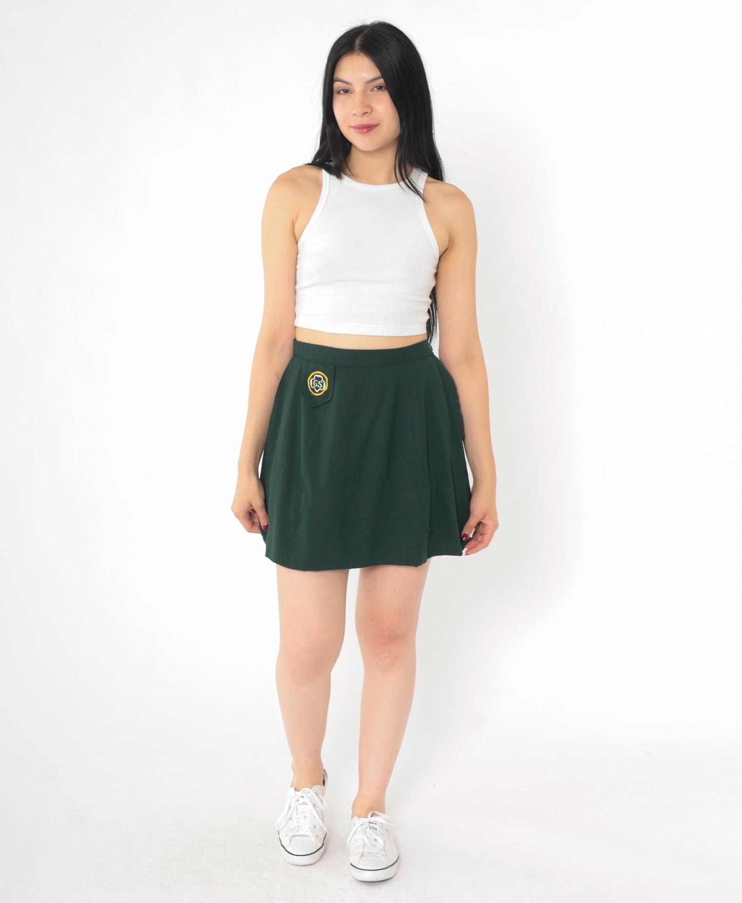 1960s Girl Scout Cadette A-Line Skirt Dark Green Mini Extra Small
