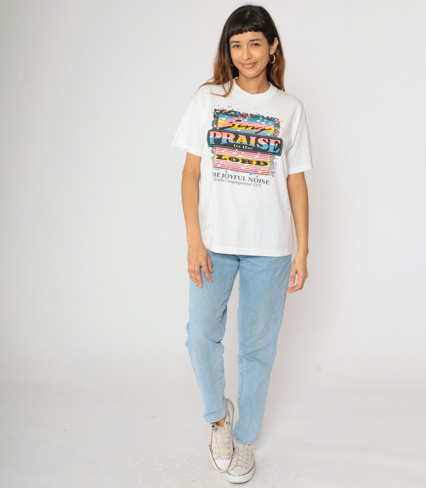 90s Praise the Lord Sparta Congregational UCC Graphic T-Shirt White Large L