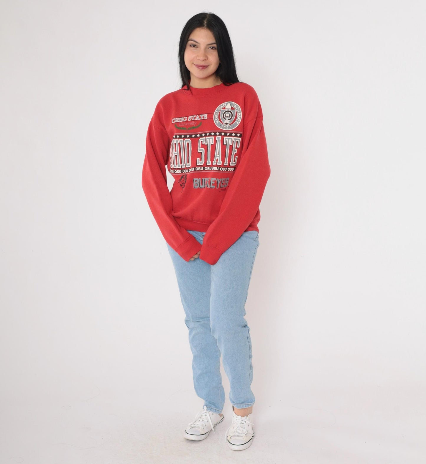 90s Ohio State Buckeyes Graphic Sweatshirt Red Crewneck Medium