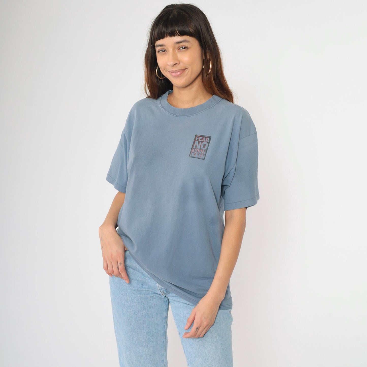 90s Angel Fire New Mexico Ski Graphic T-Shirt Blue Cotton Crewneck Large L