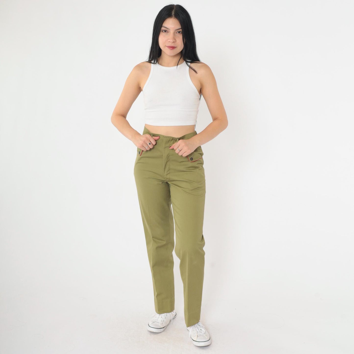 60s Boy Scouts of America Uniform Pants Olive Green High Waist Small