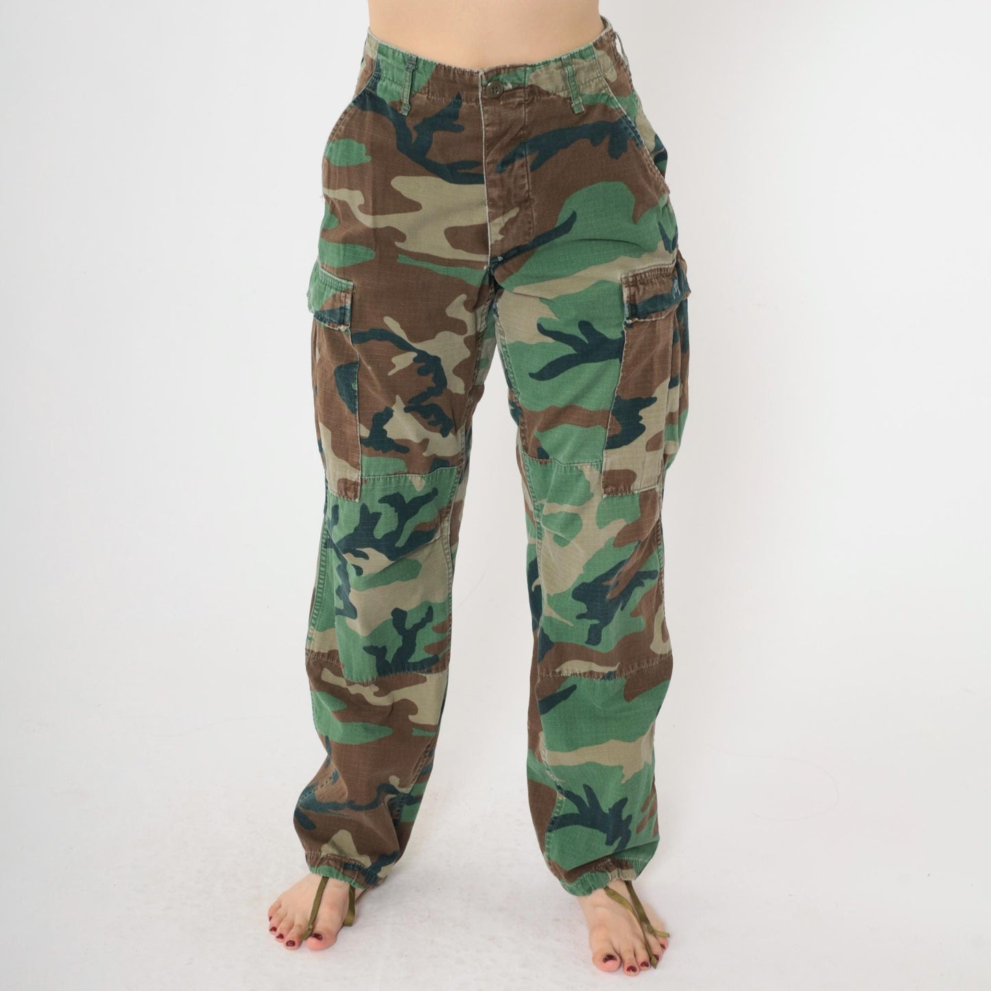 80s Woodland Camo Ripstop Cargo Pants Military BDU XS Regular