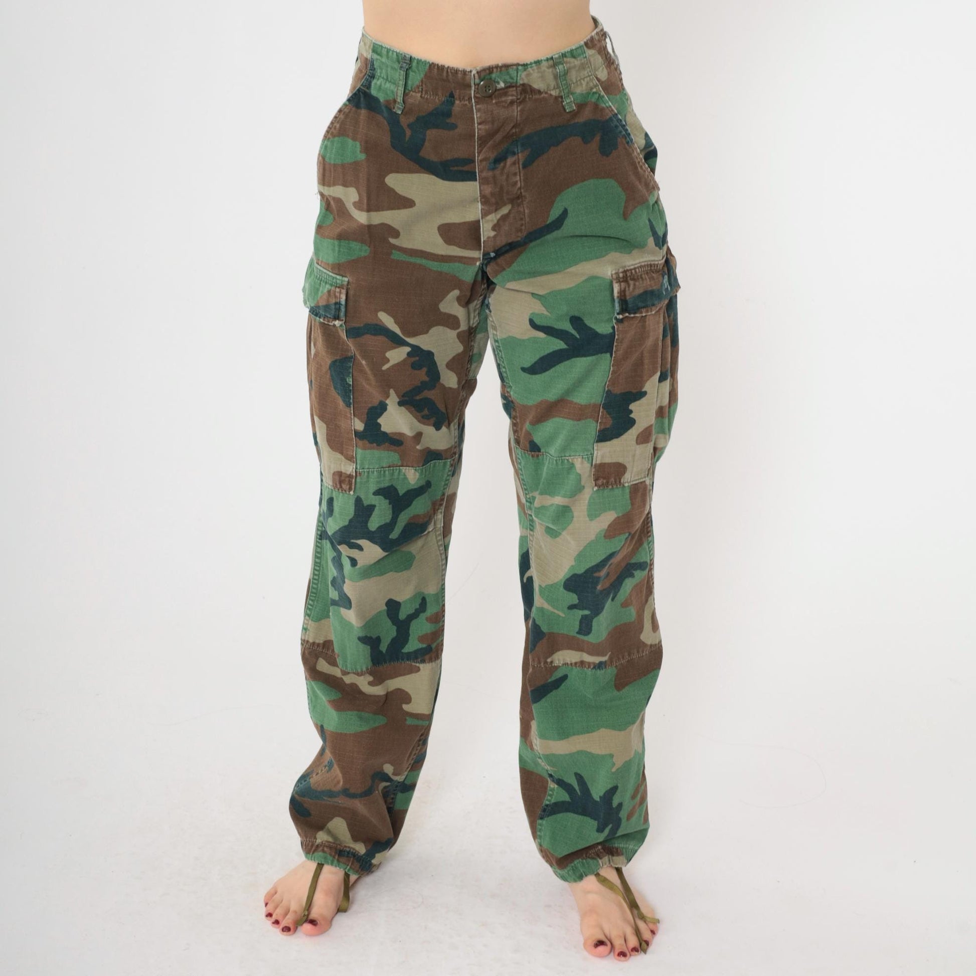 80s Woodland Camo Ripstop Cargo Pants Military BDU XS Regular