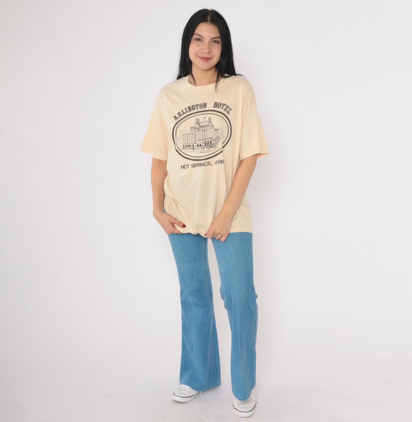 80s Arlington Hotel Hot Springs Arkansas Graphic T-Shirt Cream Single Stitch XL
