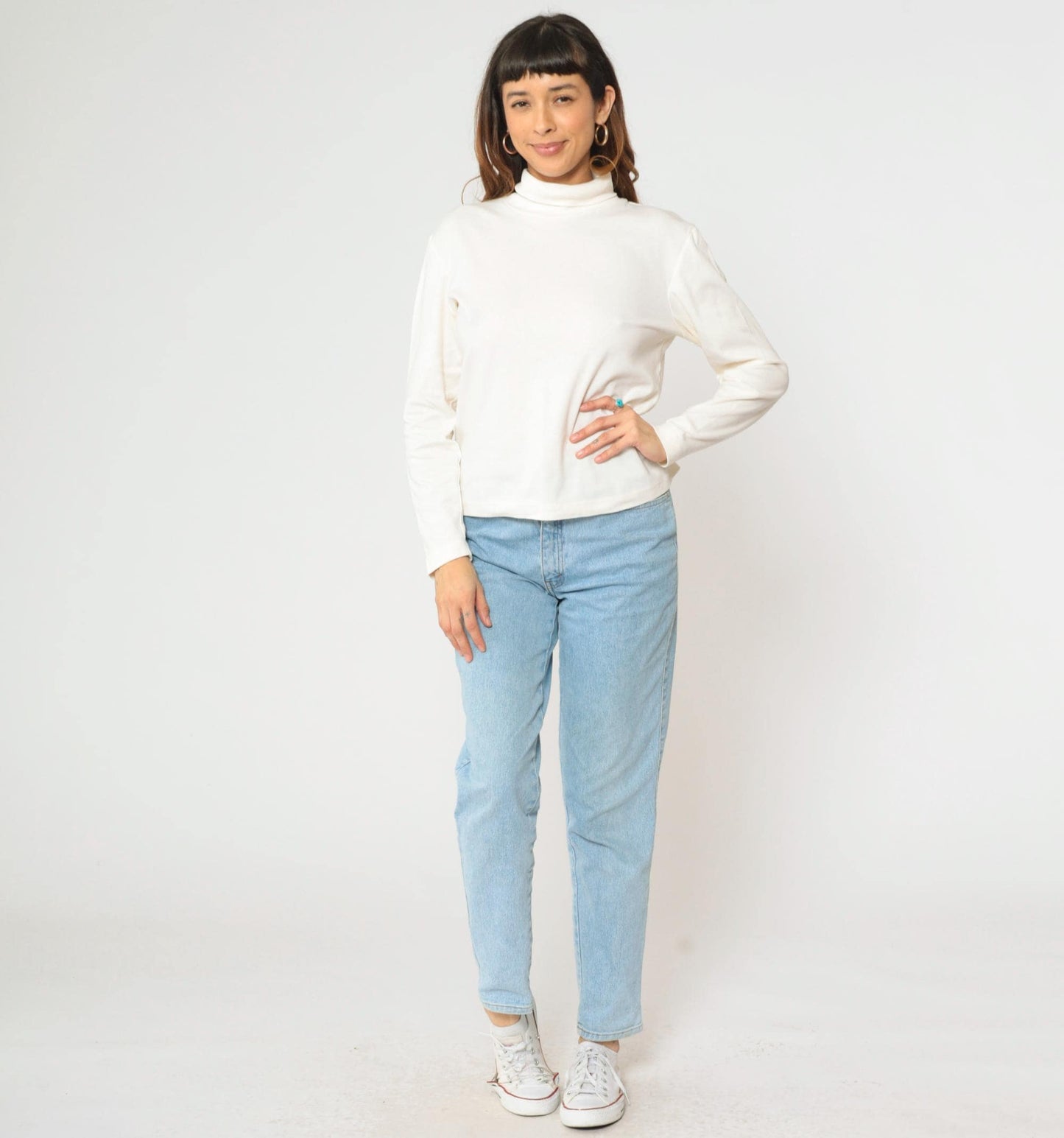00s Christopher & Banks Off-White Turtleneck Long Sleeve Top Medium M