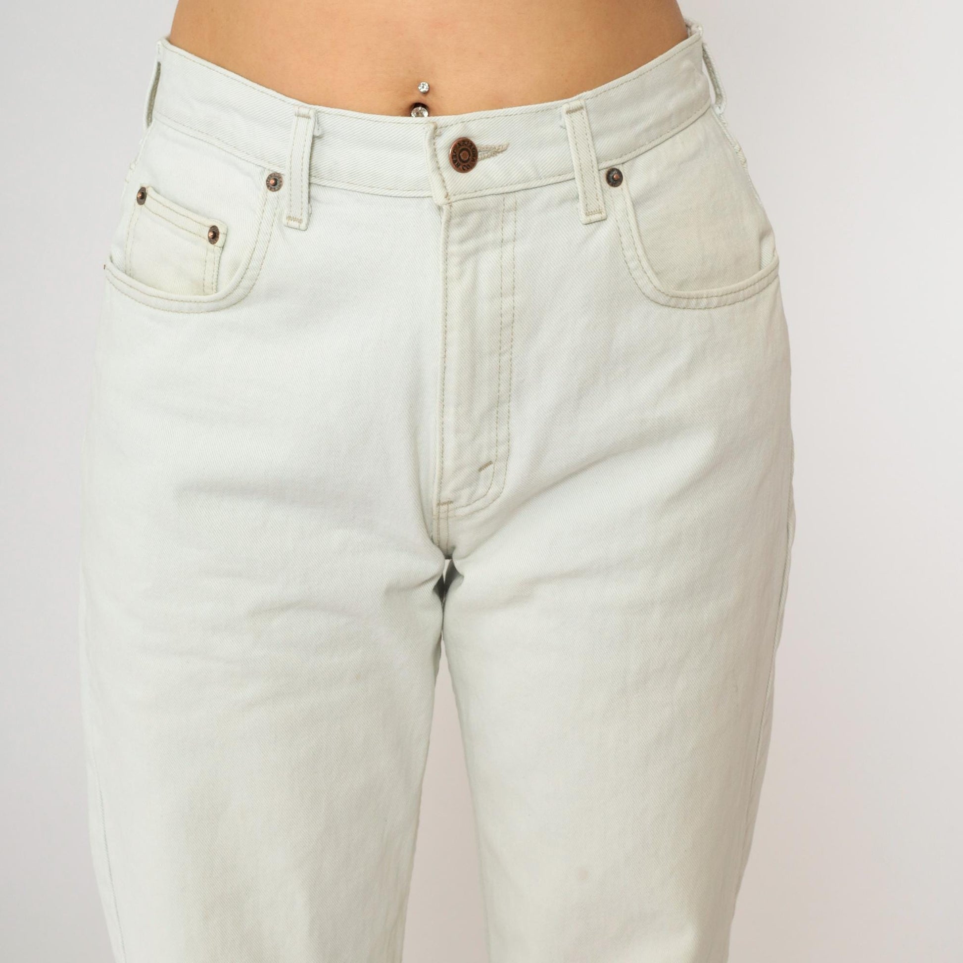 90s Arizona Jean Company White Denim High-Rise Straight Jeans Medium