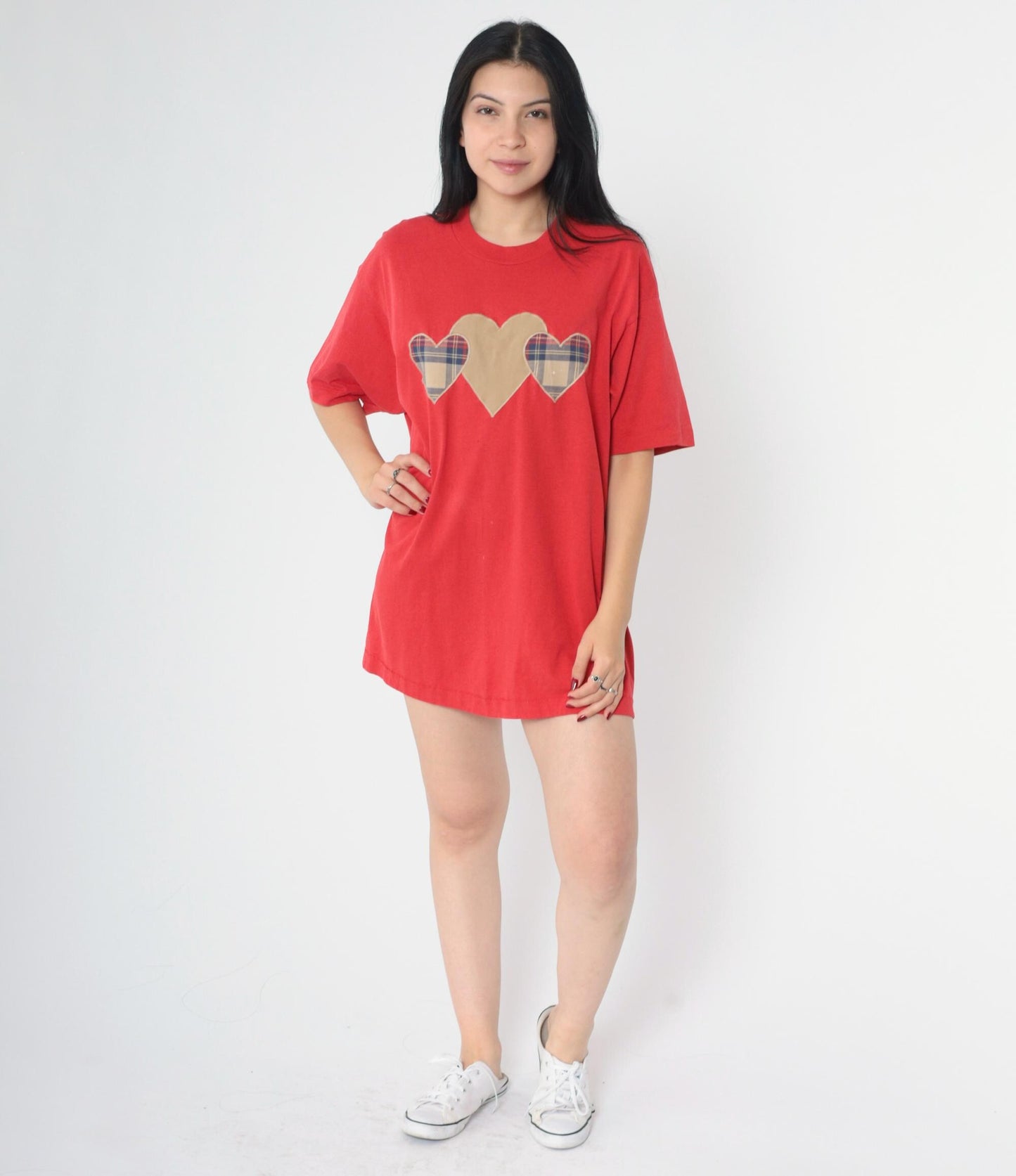 90s Screen Stars Best Red Heart Applique Graphic T-Shirt Large L
