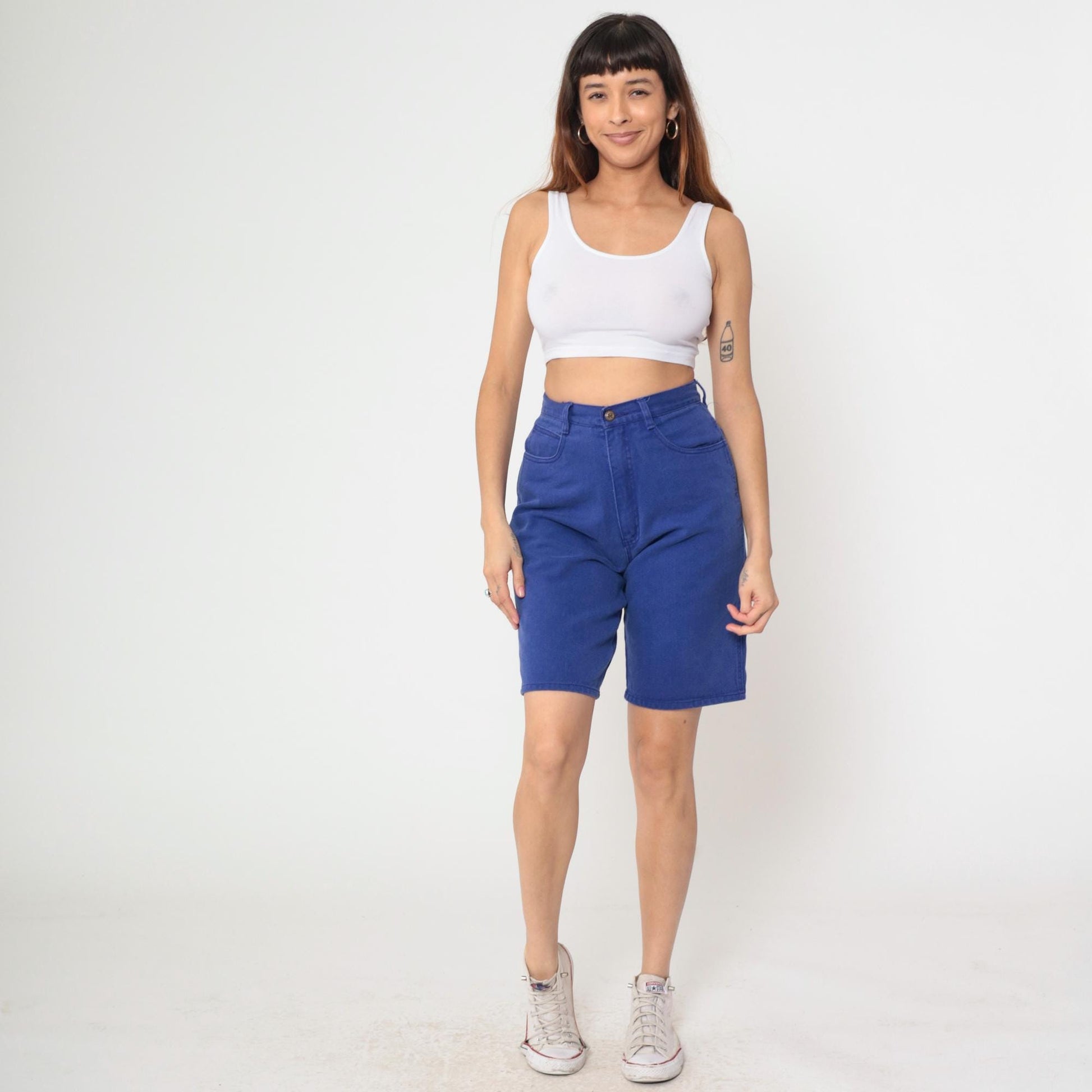 90s Bill Blass Indigo Denim Shorts High Waist Bermuda Length Small