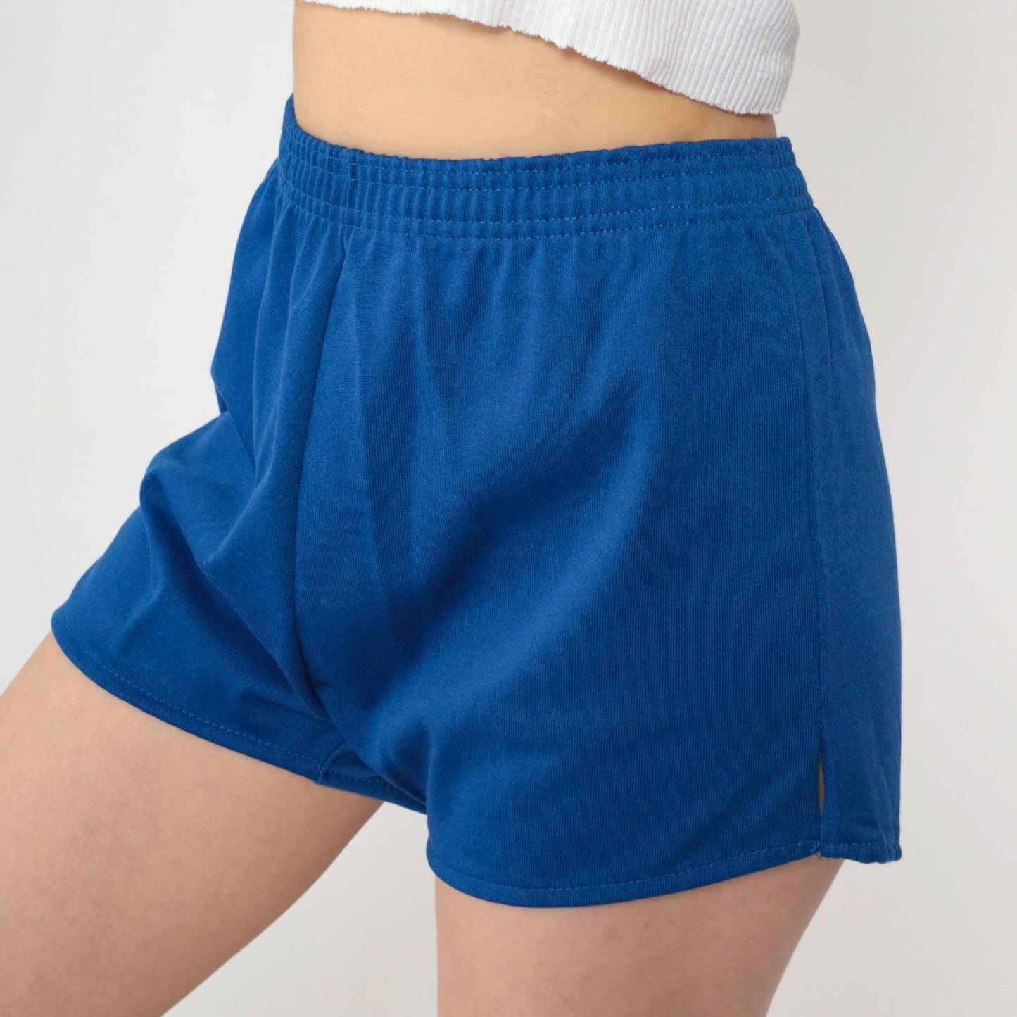 80s Jerzees Russell Blue Running Shorts High Elastic Waist Medium Large