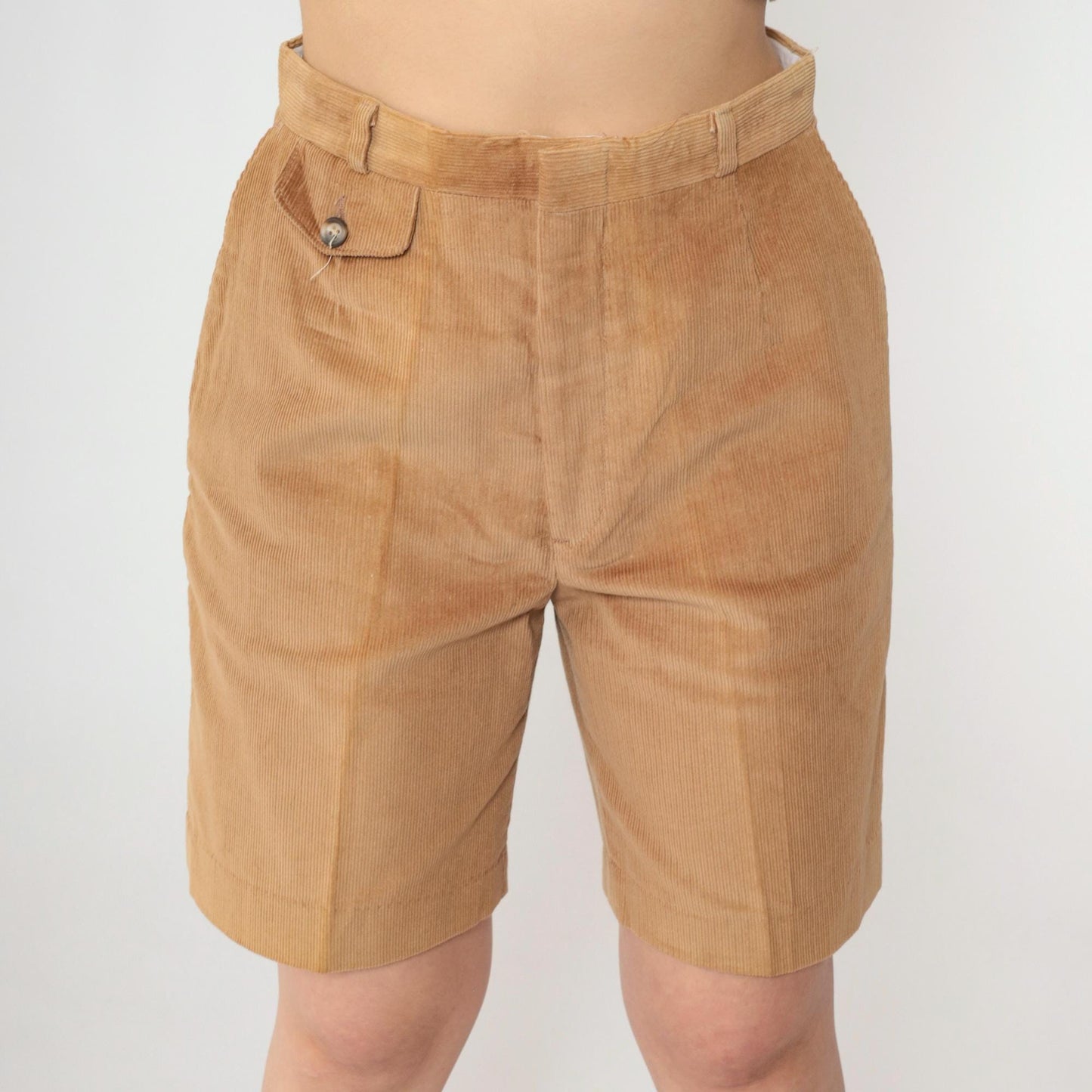 80s Tan Corduroy High-Waist Shorts Bermuda Small