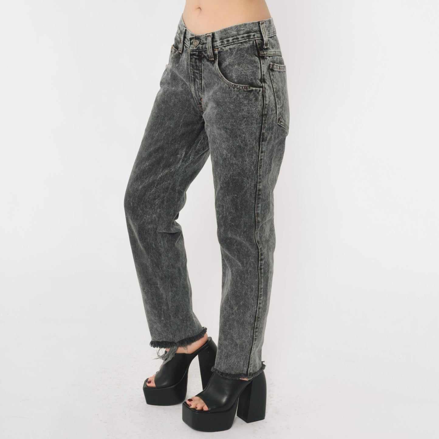 90s Aeropostale Black Acid Wash Jeans Straight Leg Distressed Medium M