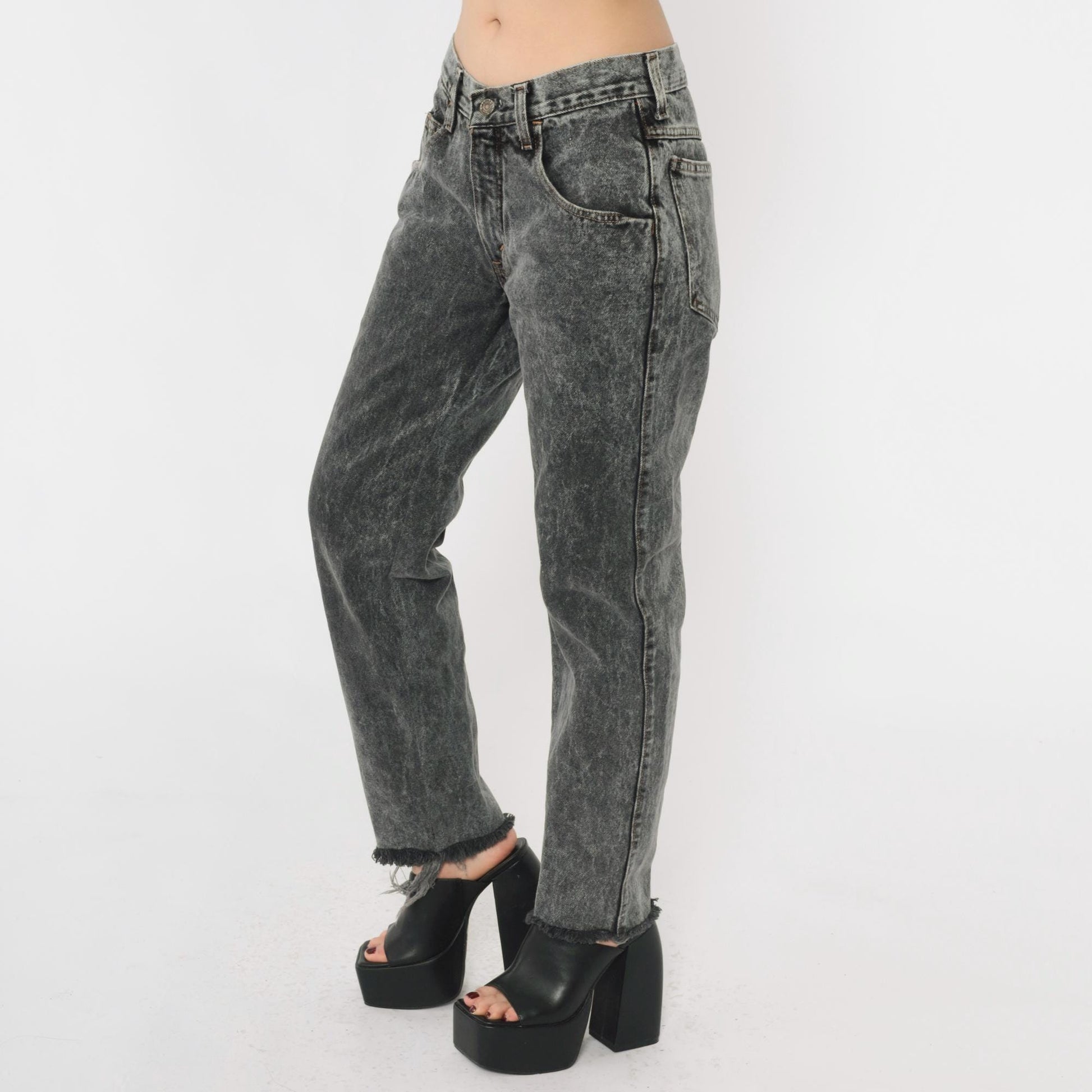90s Aeropostale Black Acid Wash Jeans Straight Leg Distressed Medium M