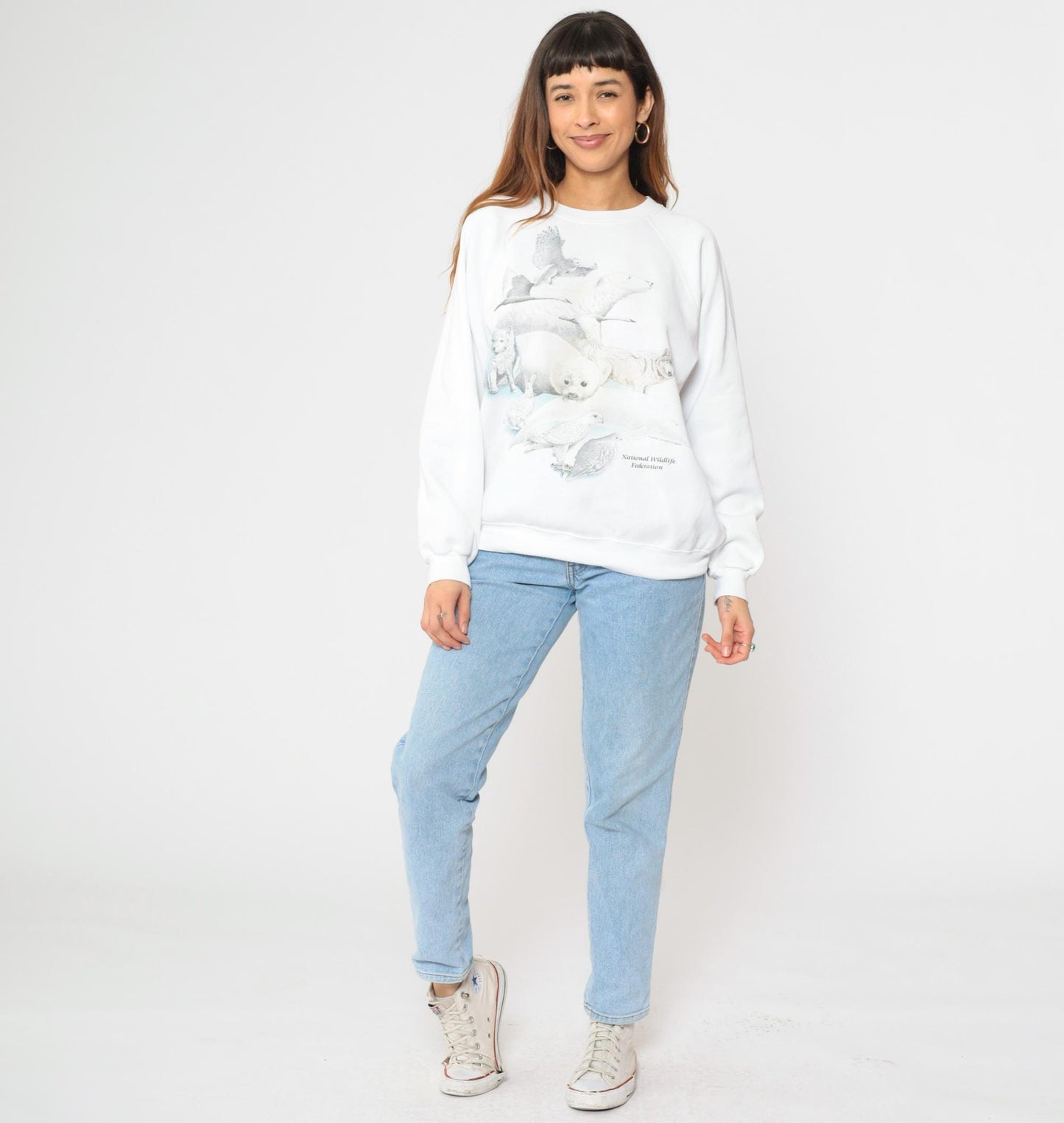 90s Hanes Wildlife Sweatshirt Arctic Animals National Wildlife Federation Extra Large