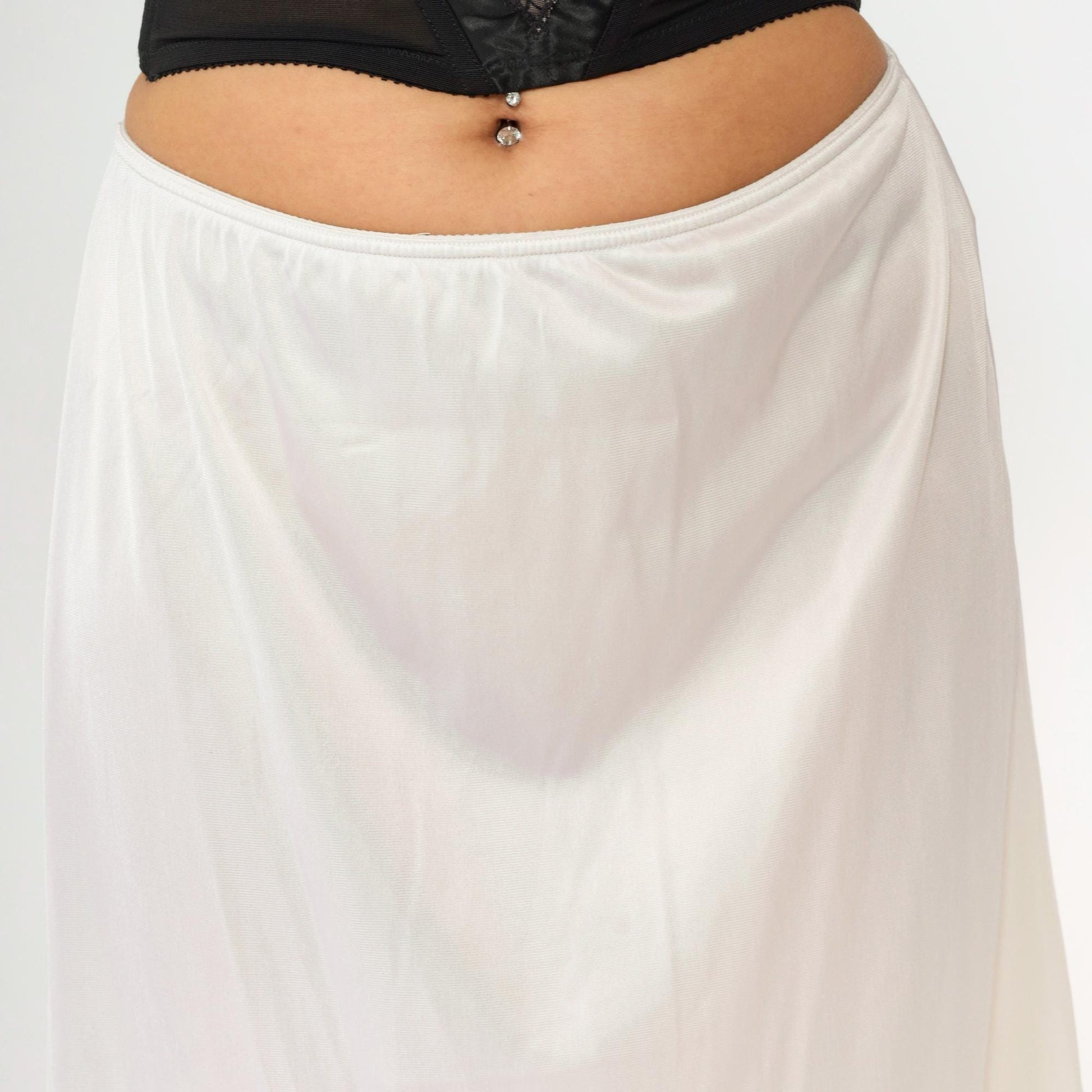 80s Warner's White Nylon Slip Skirt Scalloped Lace Midi Extra Large
