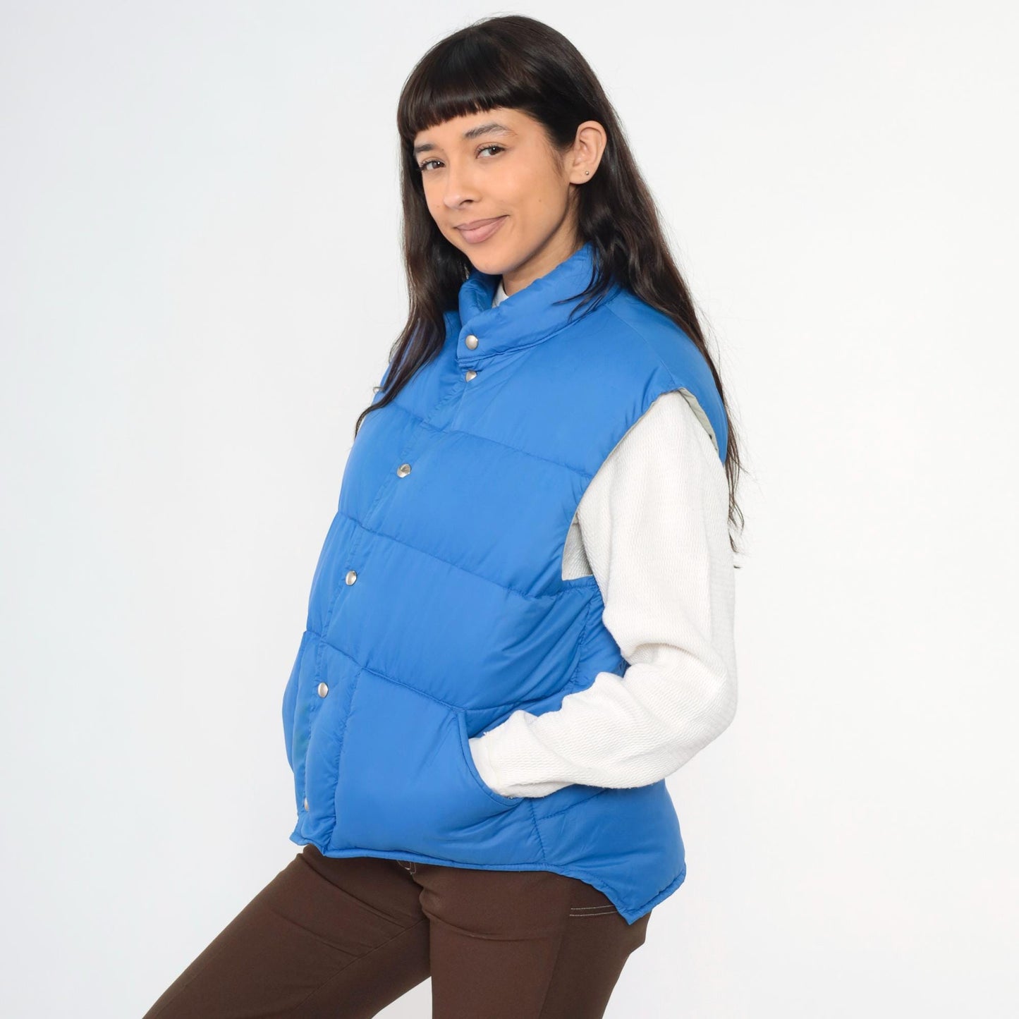 80s Polar Gear Down Puffer Vest Blue Snap Front Sleeveless Extra Large