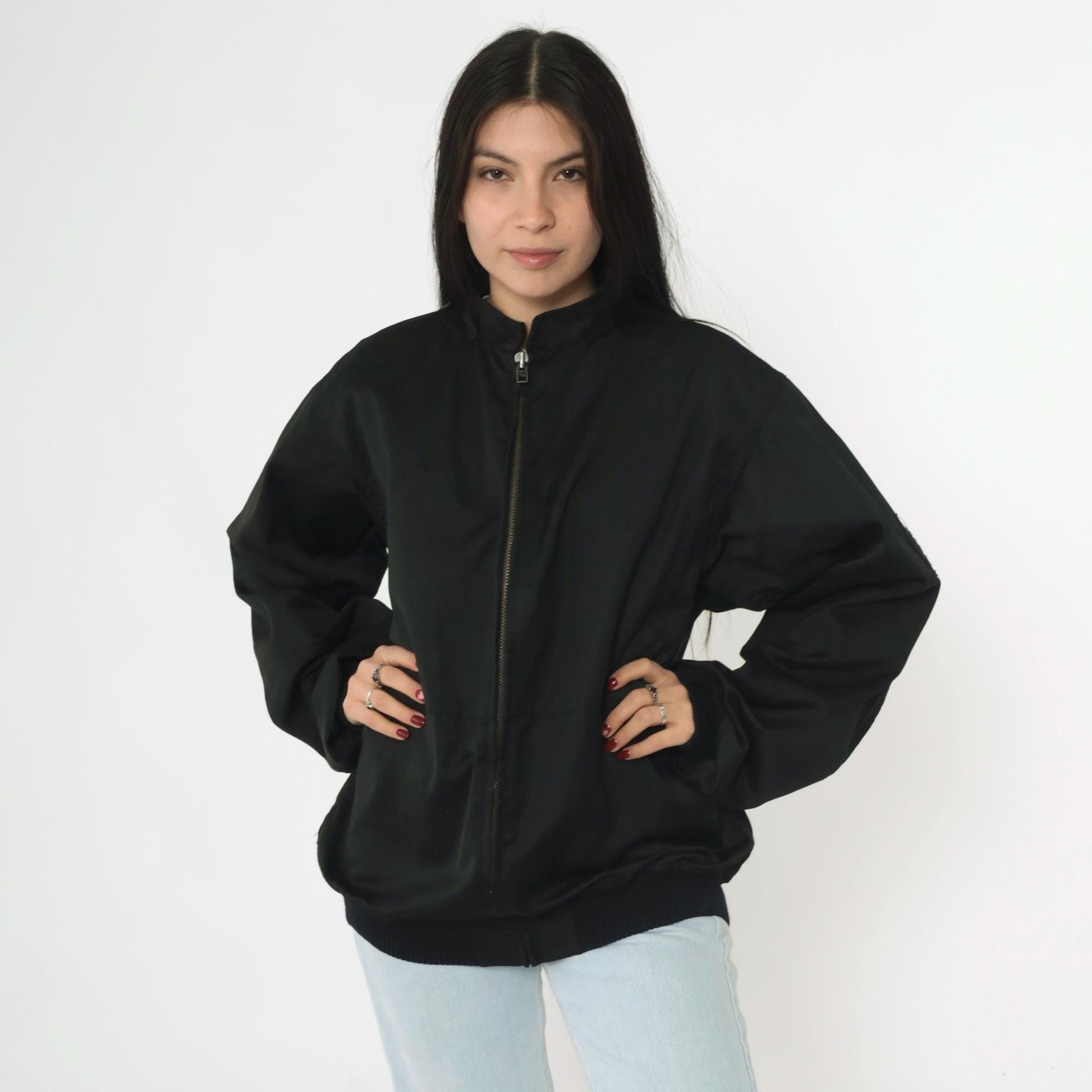 90s Gendarmerie French Military Police Bomber Jacket Black Large L