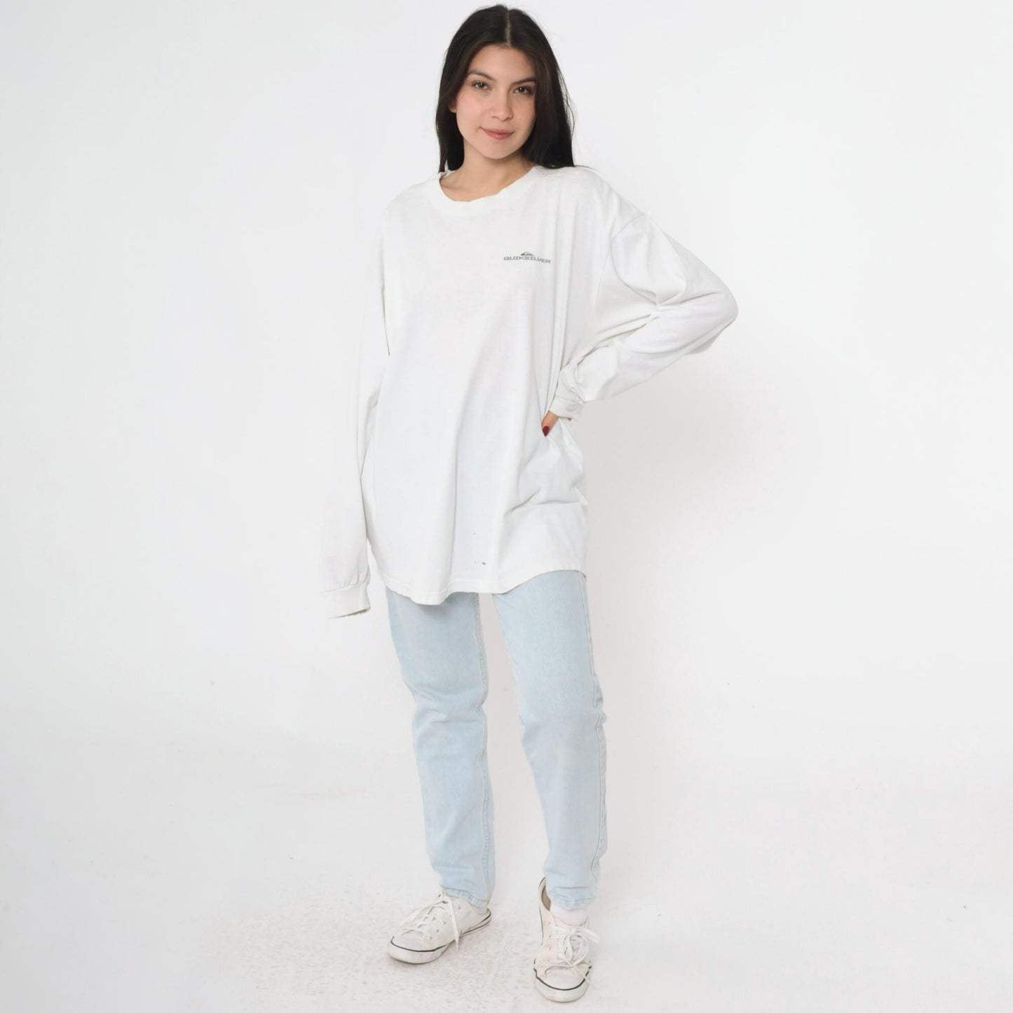 90s Quiksilver Boardriding Long Sleeve Graphic T-Shirt White Extra Large XL