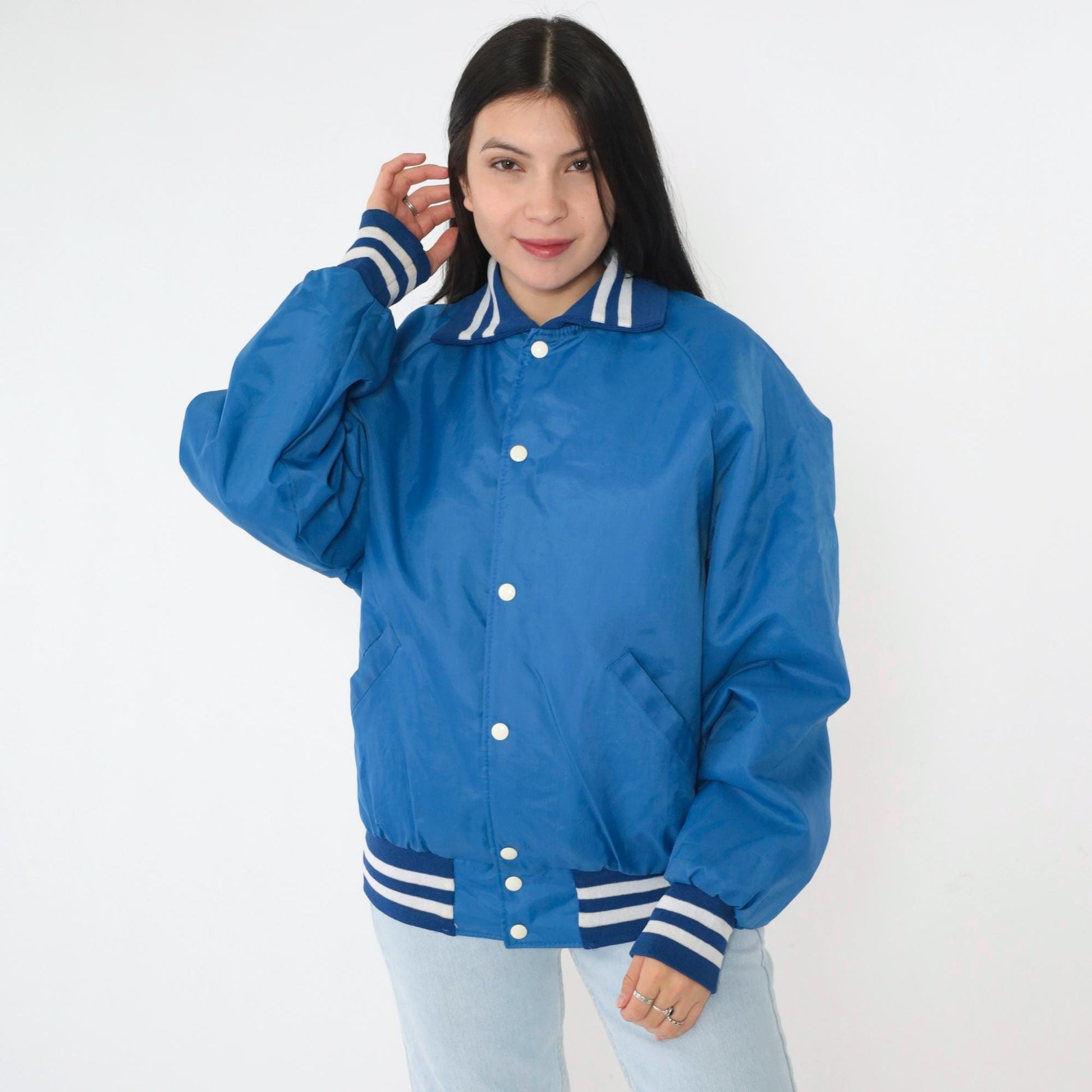 90s Gregory Electric Blue Bomber Jacket Nylon Snap Windbreaker Medium M