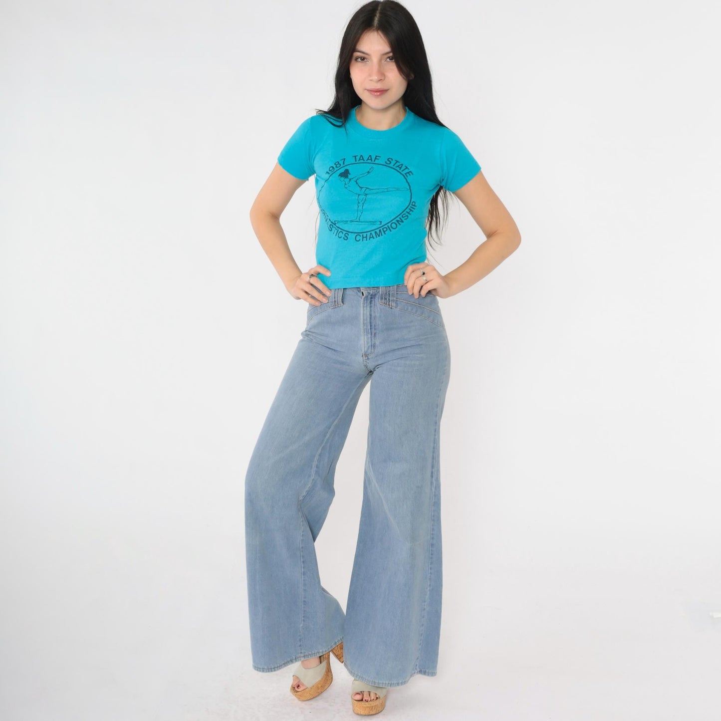 1987 TAAF State Gymnastics Championship T-Shirt Blue Graphic Tee XXS