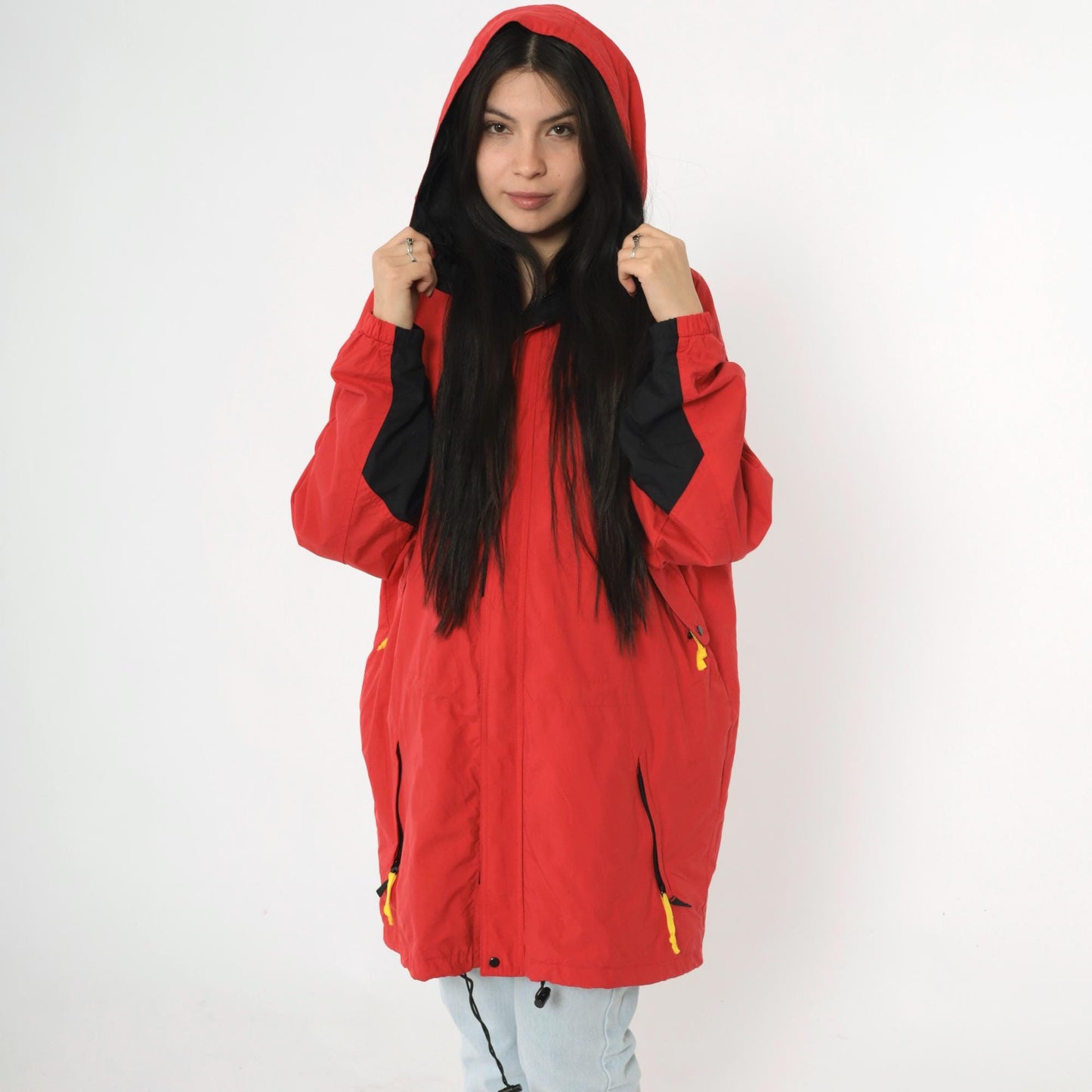 90s Marlboro Windbreaker Jacket Red Nylon Hooded Full Zip Large L