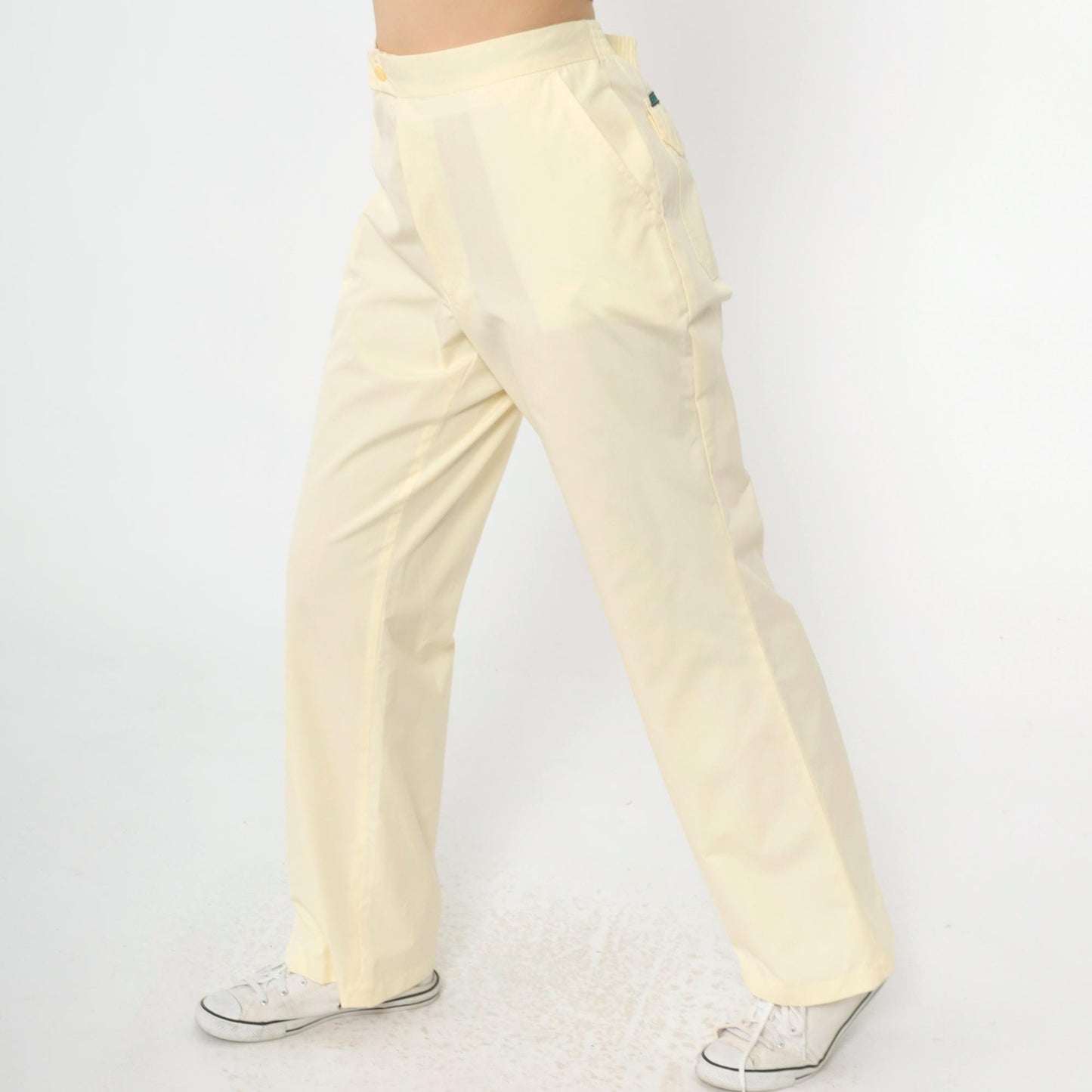 80s McGregor Yellow Straight Leg Trousers High Waist Elastic Men's Medium