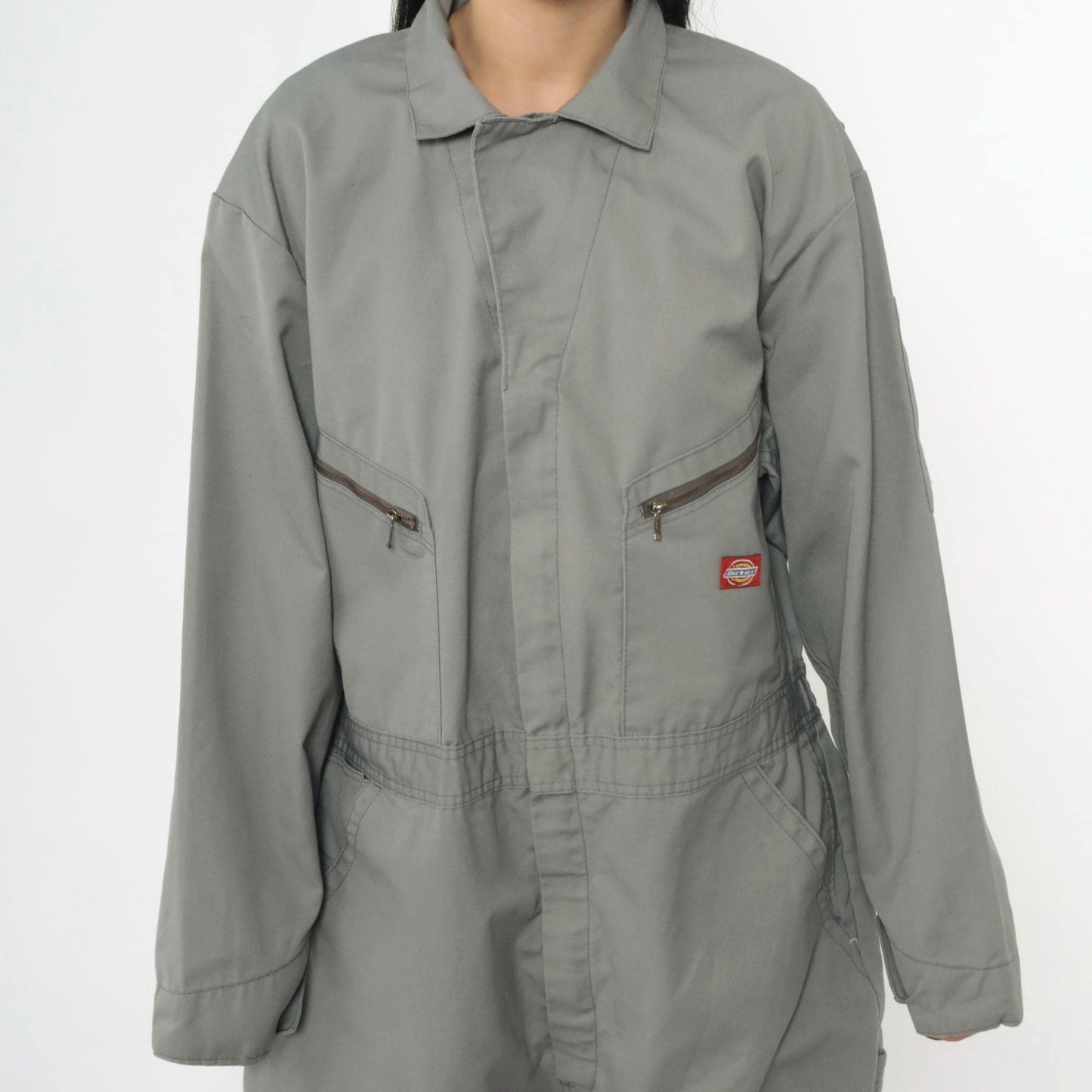 Y2K Dickies Grey Utility Jumpsuit Coveralls Zip Front Men's Large