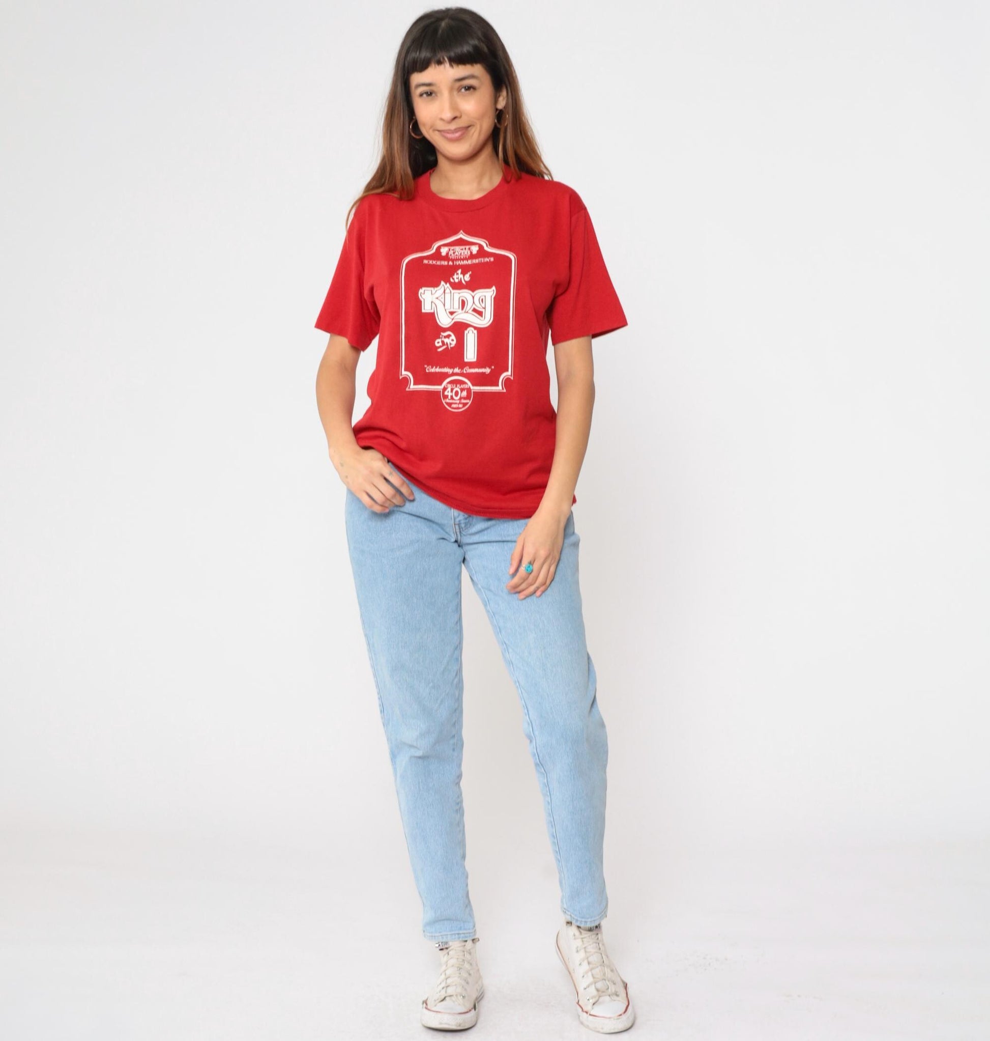 90s The King and I Circle Players Theater Graphic T-Shirt Red Medium
