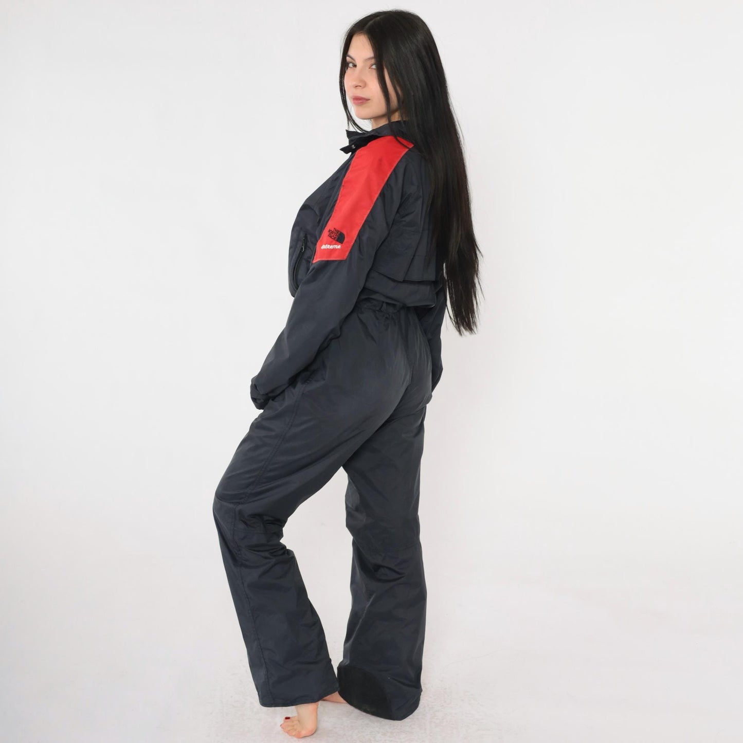 90s North Face Extreme Gore-Tex Ski Suit Black Red One-Piece Snowsuit Medium