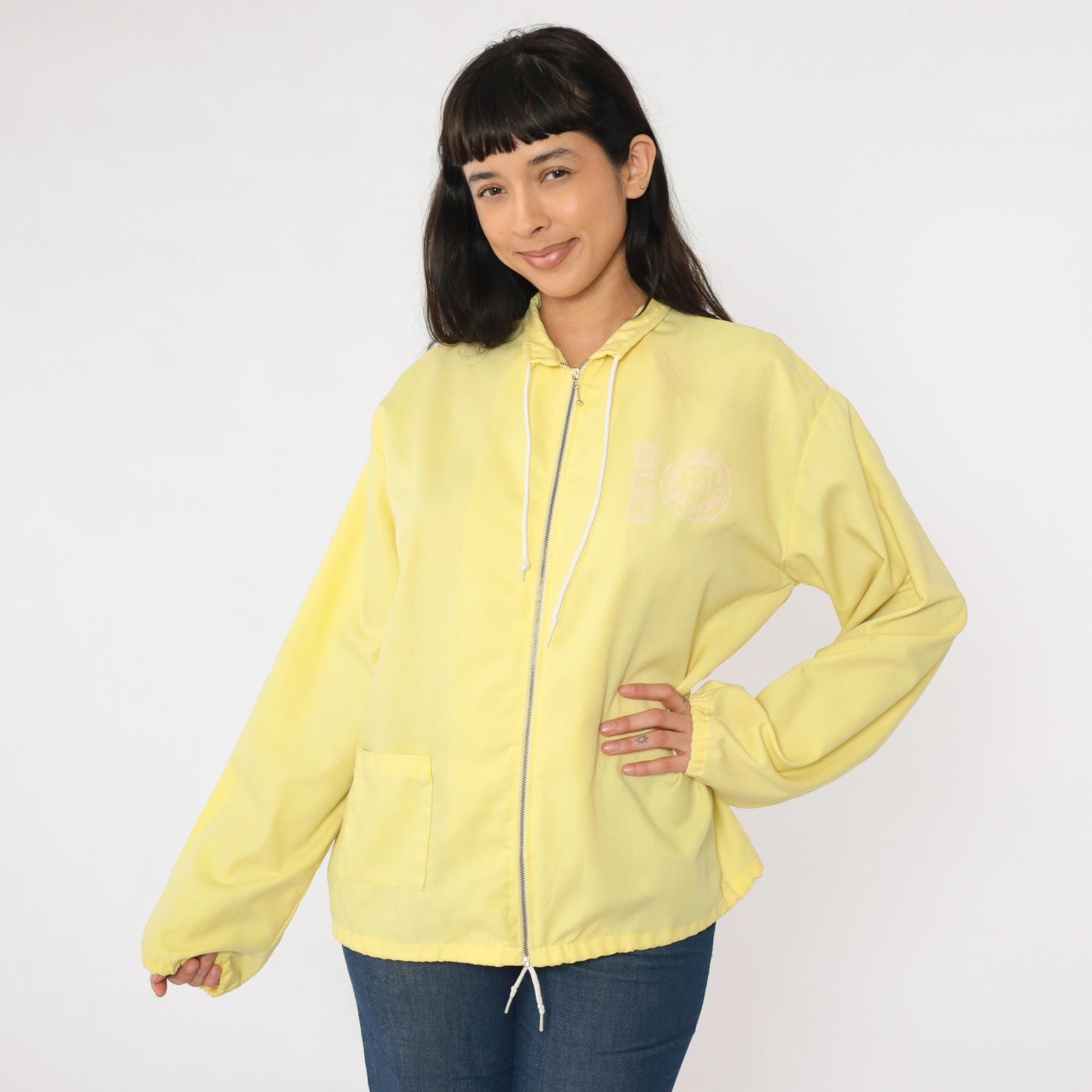 70s Artex SCC Yellow Windbreaker Jacket Logo Zip Men's Large L
