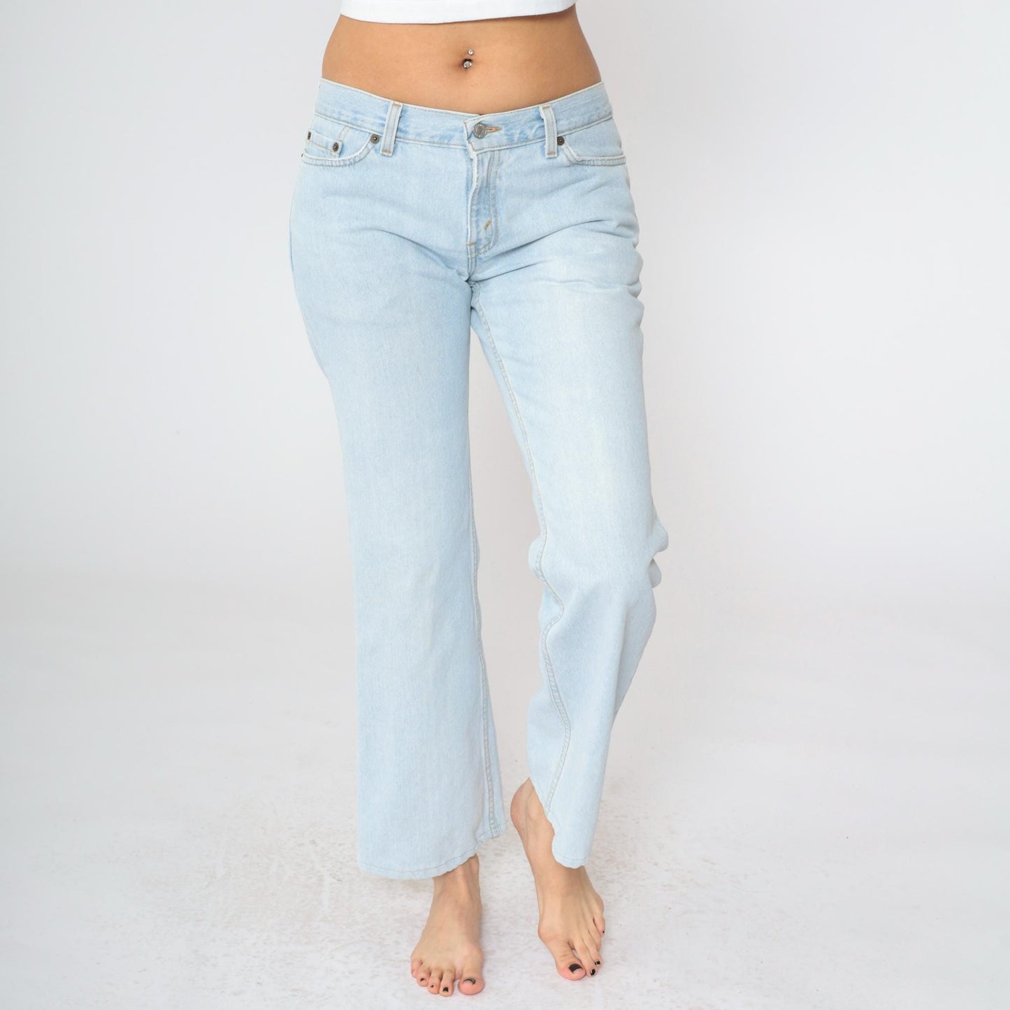 90s Levis 518 Superlow Bootcut Jeans Light Blue Denim Size 9 Junior