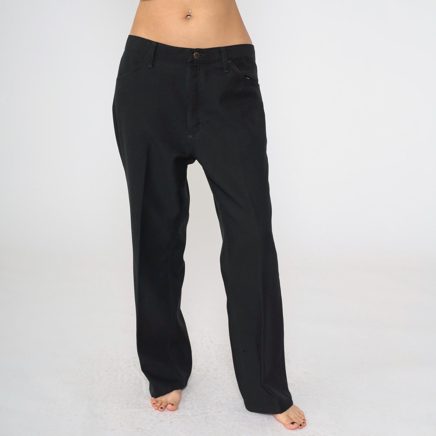 90s Wrangler Black Straight Leg Trousers High Rise Creased Men's 38x29