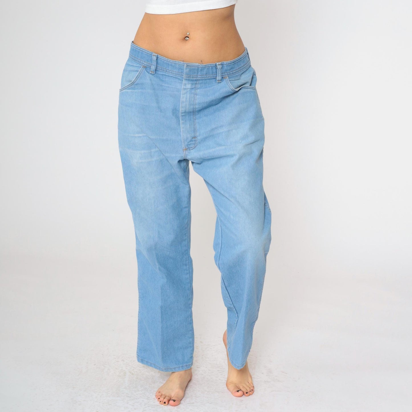 90s Wrangler Men's Straight Leg High Rise Jeans Blue 38x29