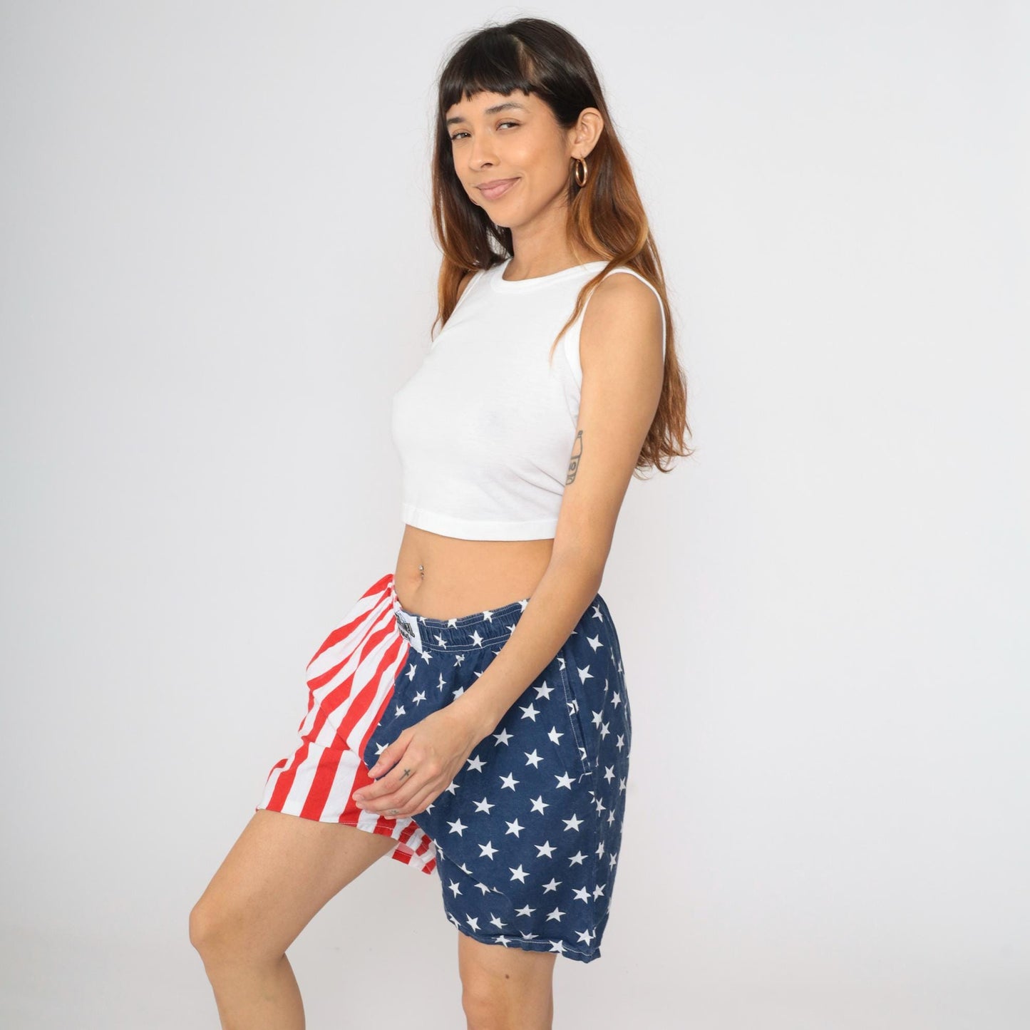 90s International Baggyz American Flag Shorts Cotton Elastic Waist Extra Large