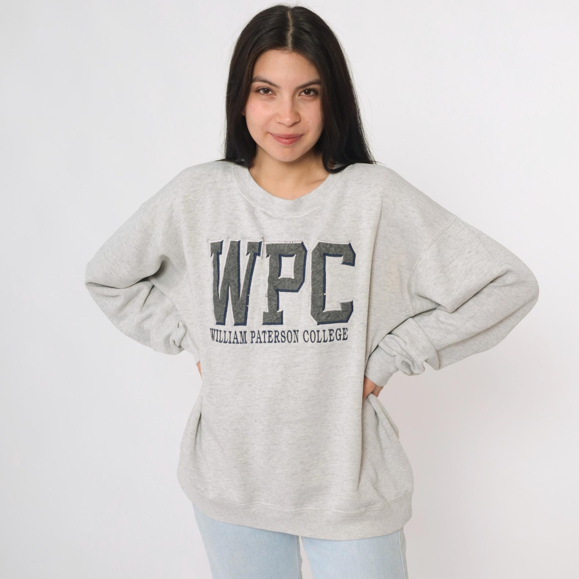 90s William Paterson College Jansport Sweatshirt Heather Grey Crewneck Large